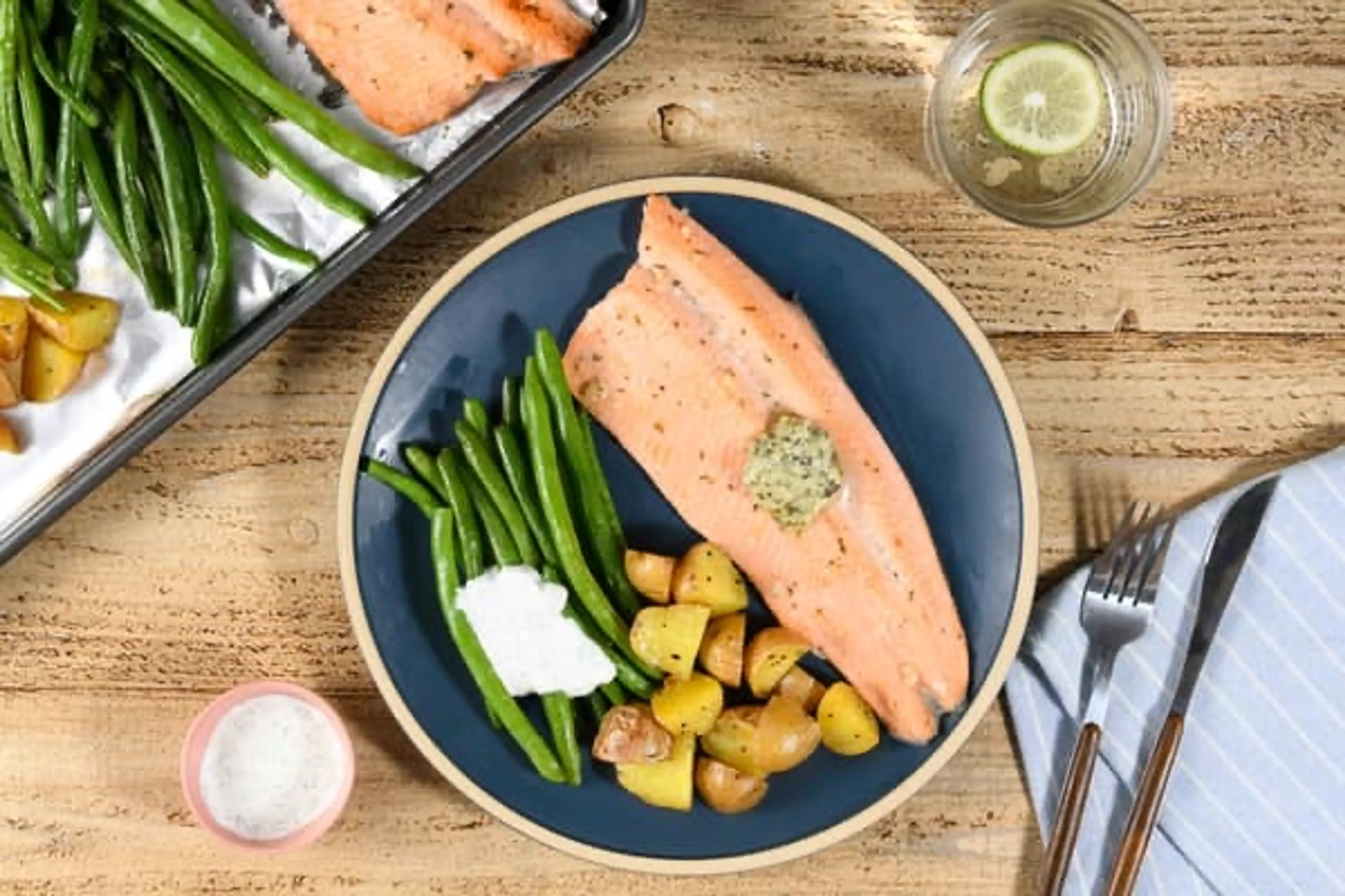 Sheet Pan Roasted Lemon Garlic Trout with dill potatoes and