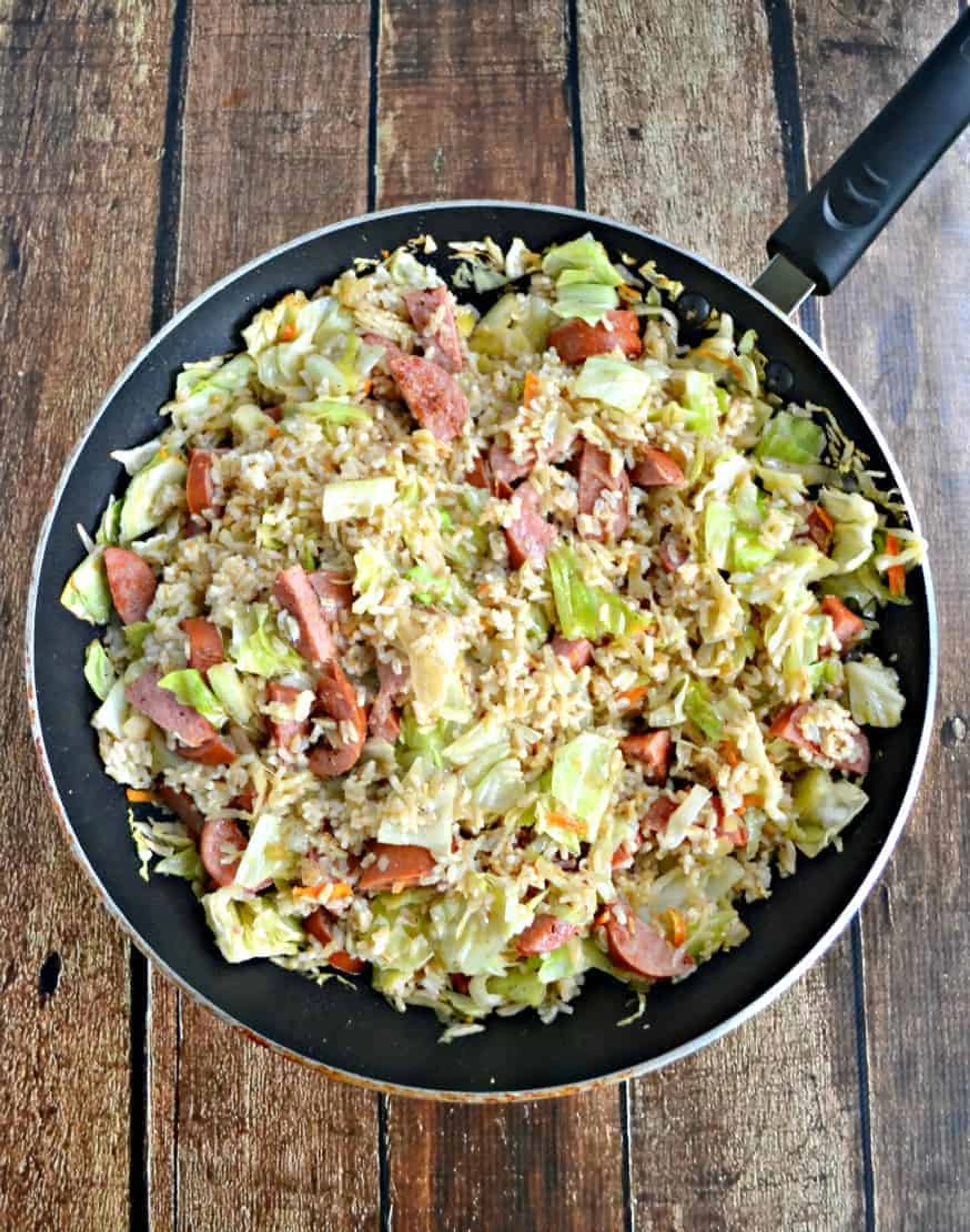 Kielbasa and Cabbage Skillet with Buttered Rice