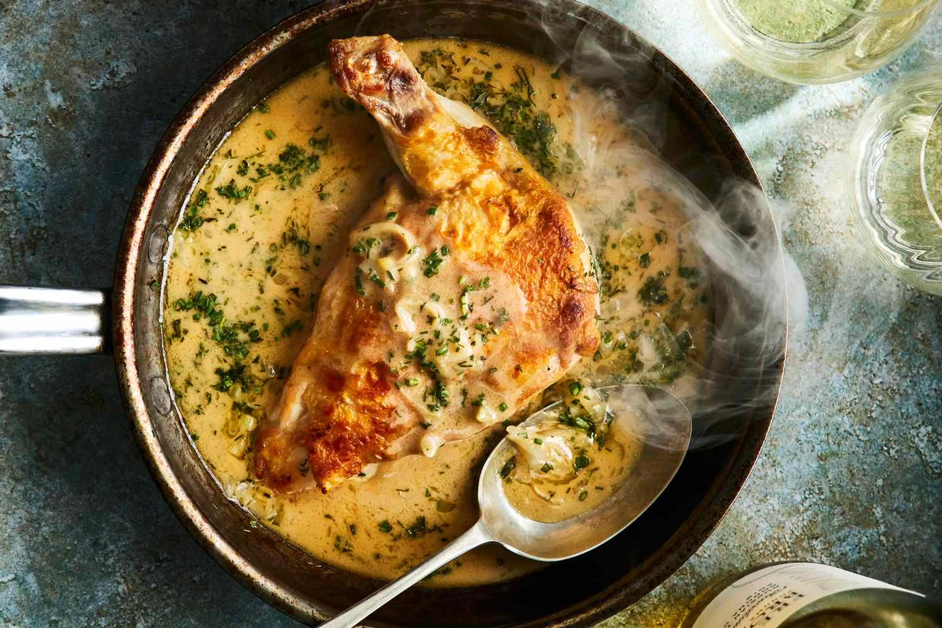 Chicken Breasts with White Wine Pan Sauce with Crème Fraîche