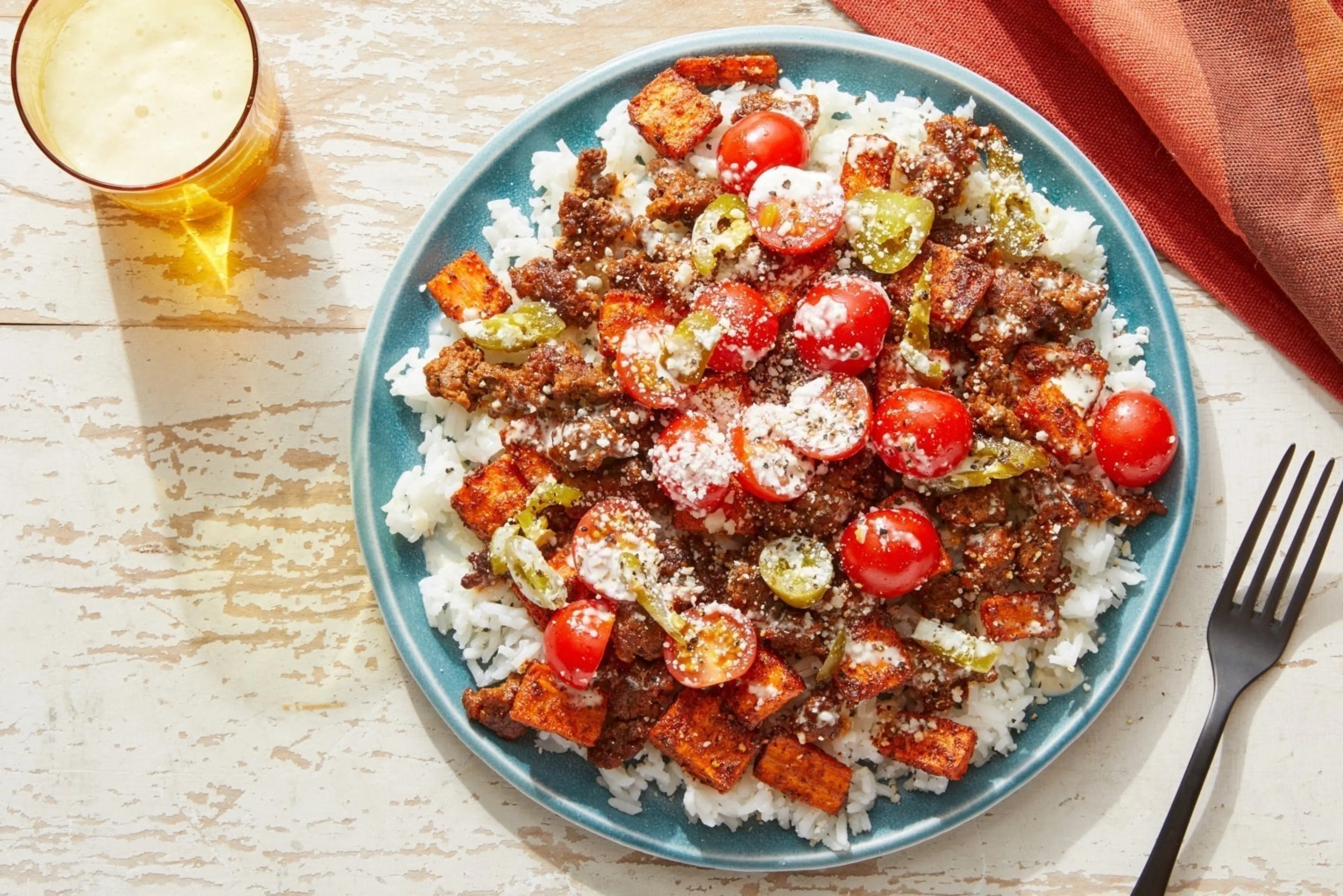 Mexican-Style Beef & Rice Bowls with Fresh Tomato Salsa & Li