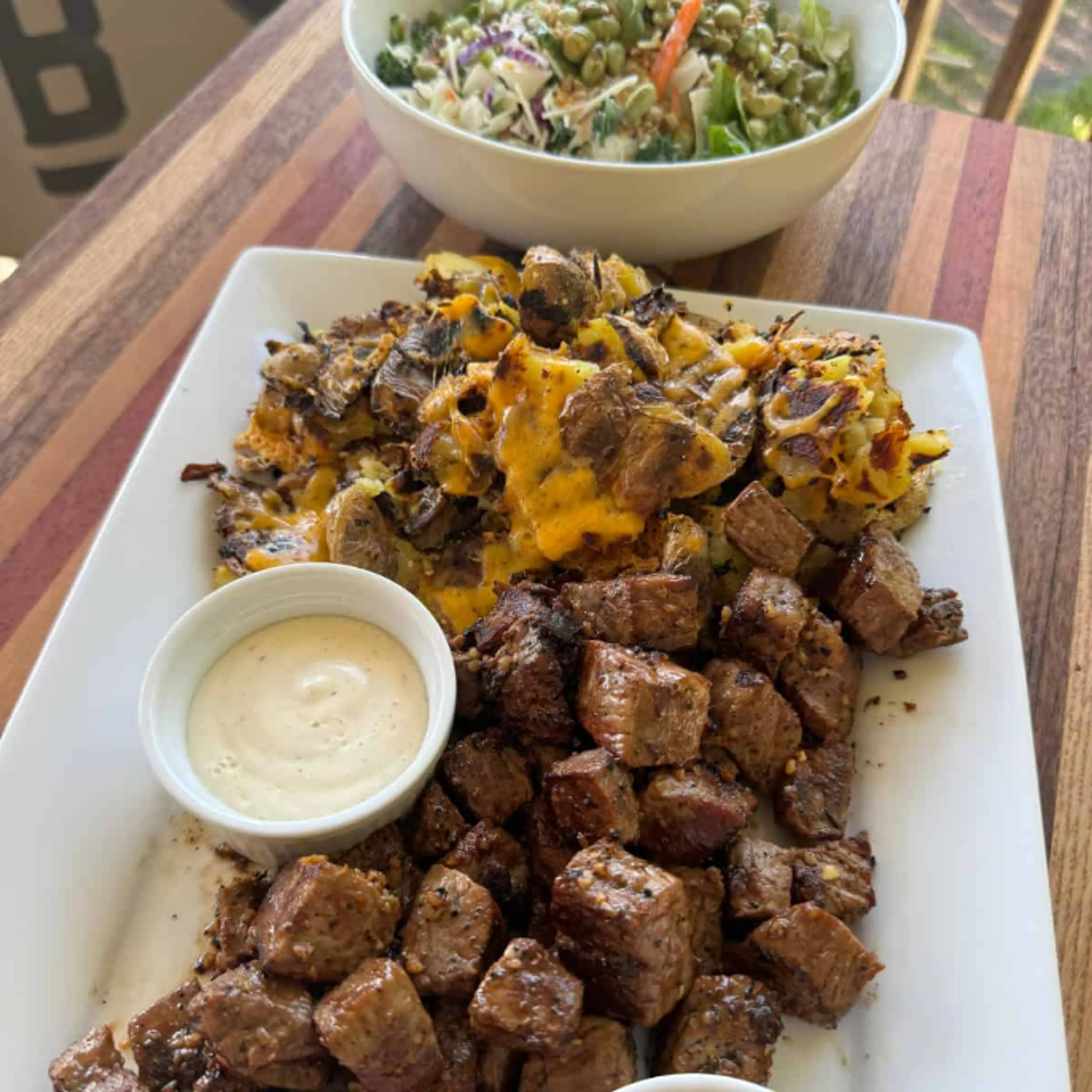 Garlic Butter Steak Bites and Crispy Smashed Potatoes