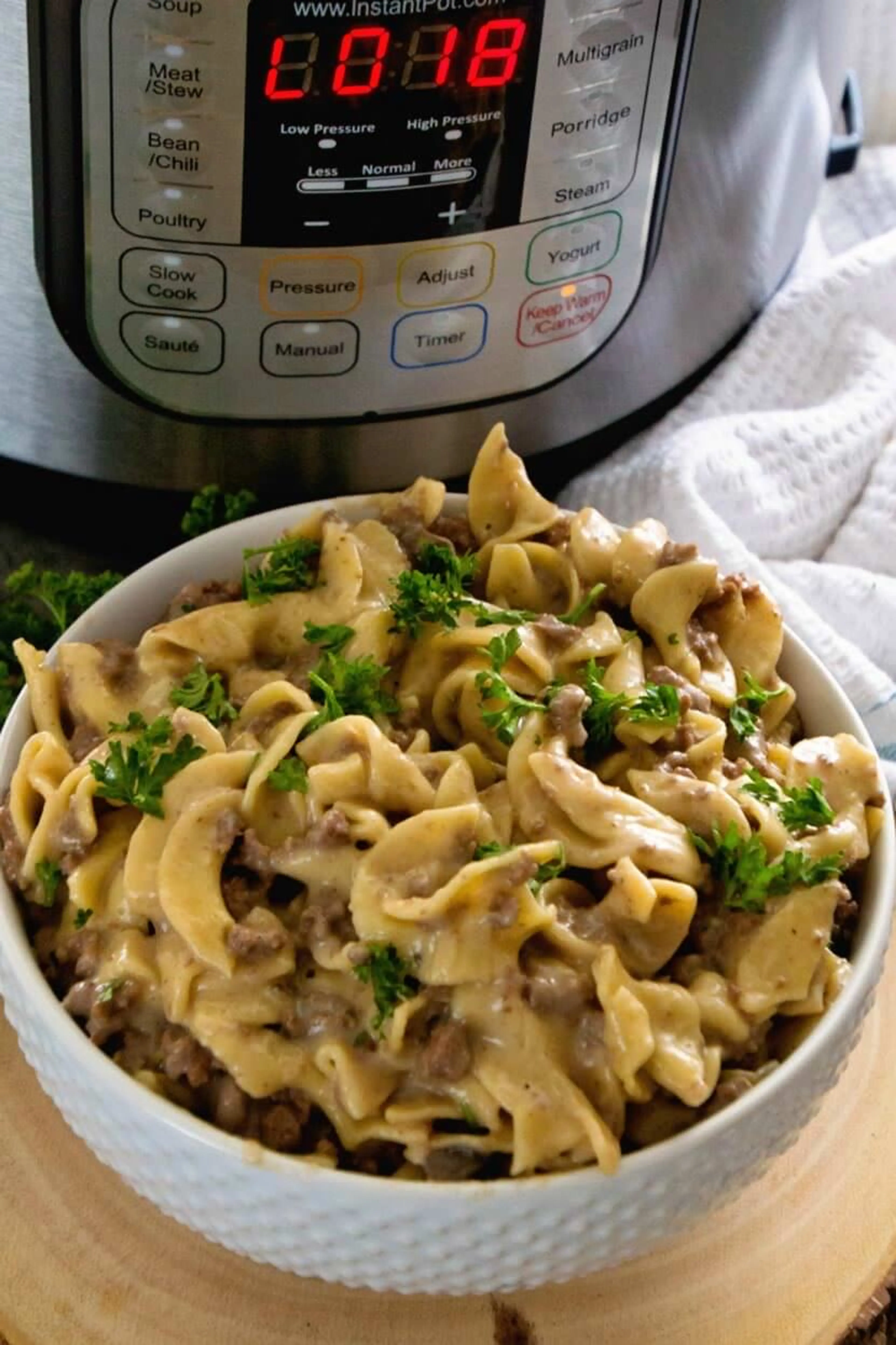 Instant Pot Ground Beef Stroganoff