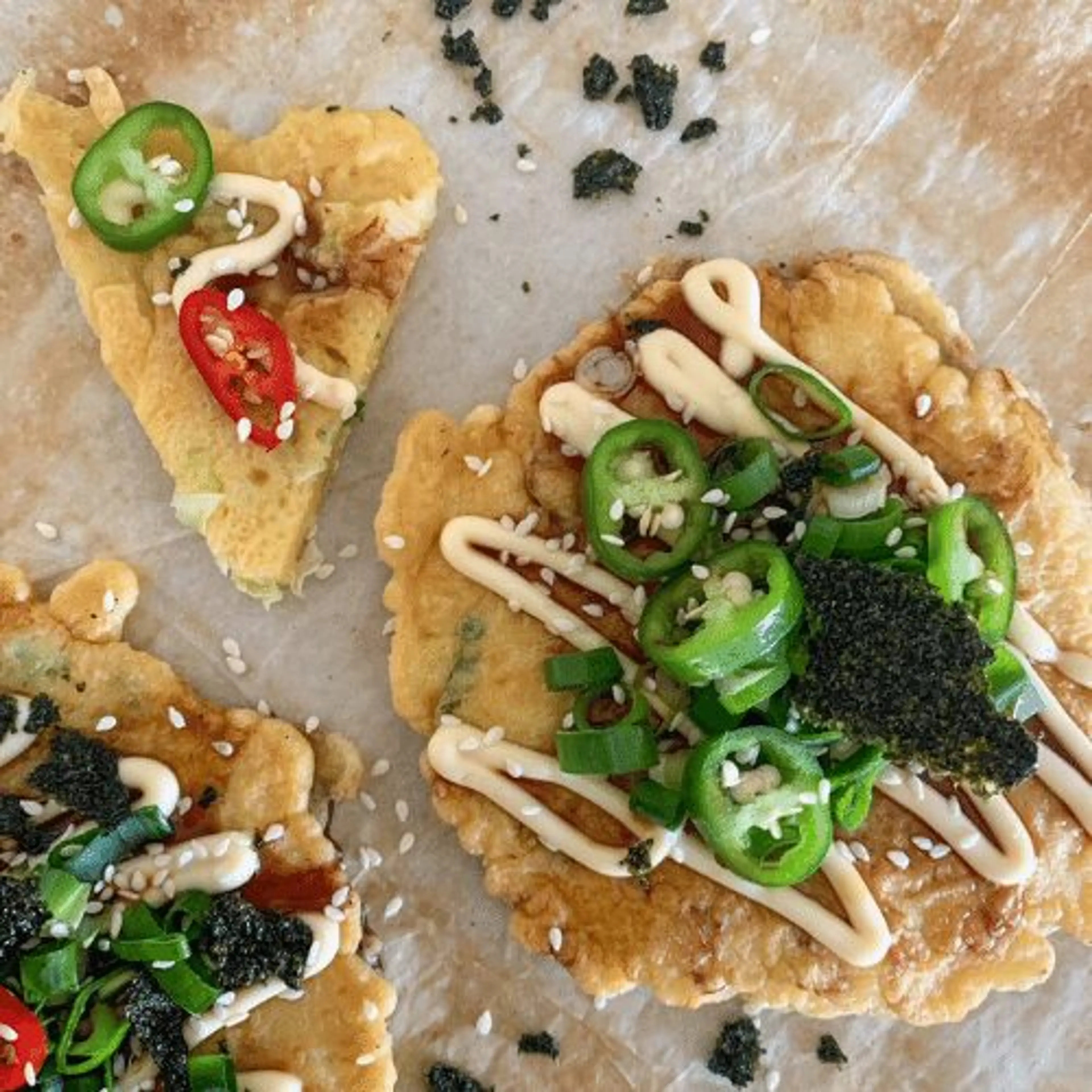 Sourdough Okonomiyaki - Savory Japanese Pancakes