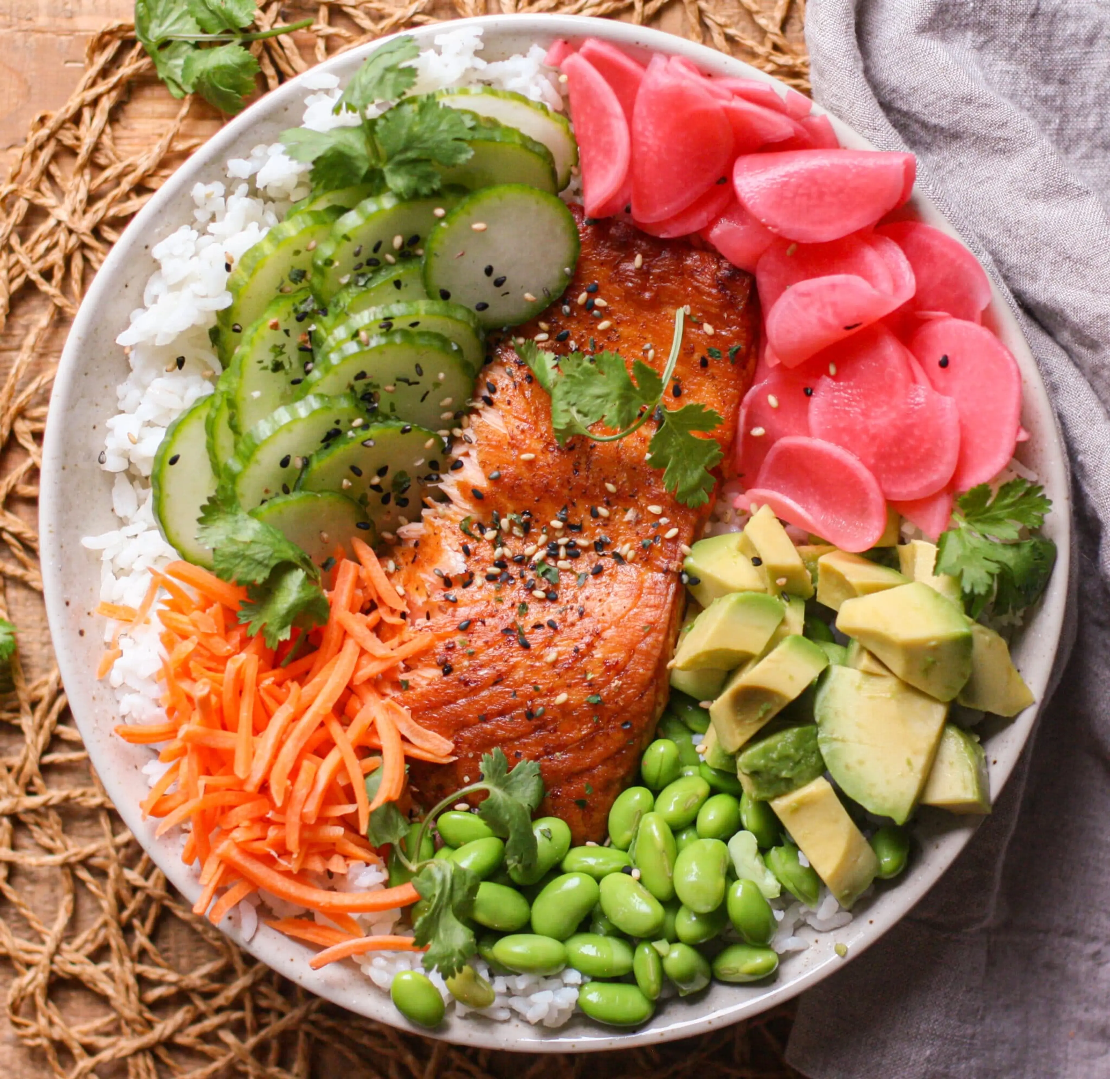 Salmon Rice Bowl with Avocado & Spicy Mayo