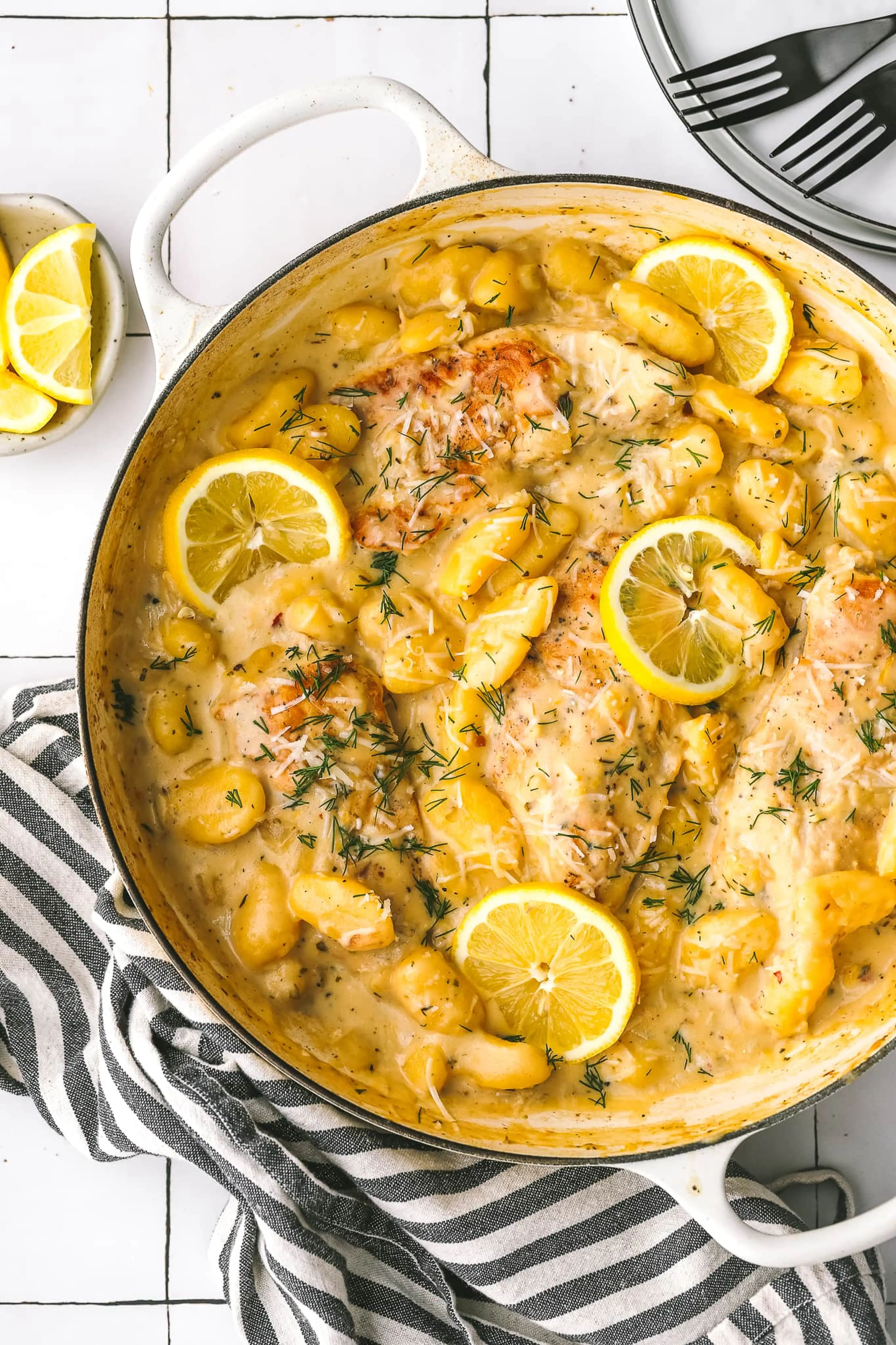 Easy One Pan Creamy Lemon & Garlic Chicken Gnocchi