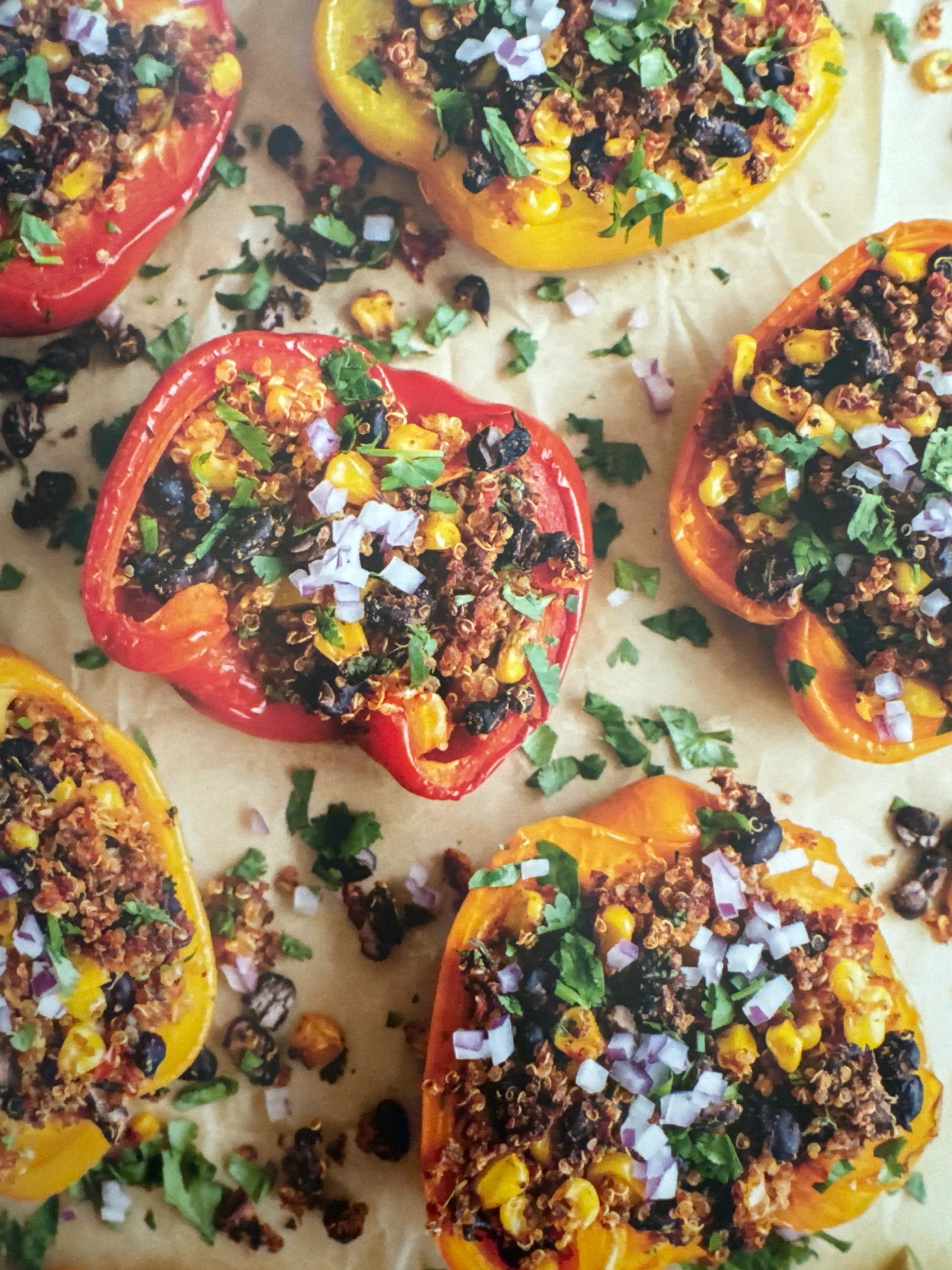 QUINOA, CORN & BLACK BEAN-STUFFED PEPPERS