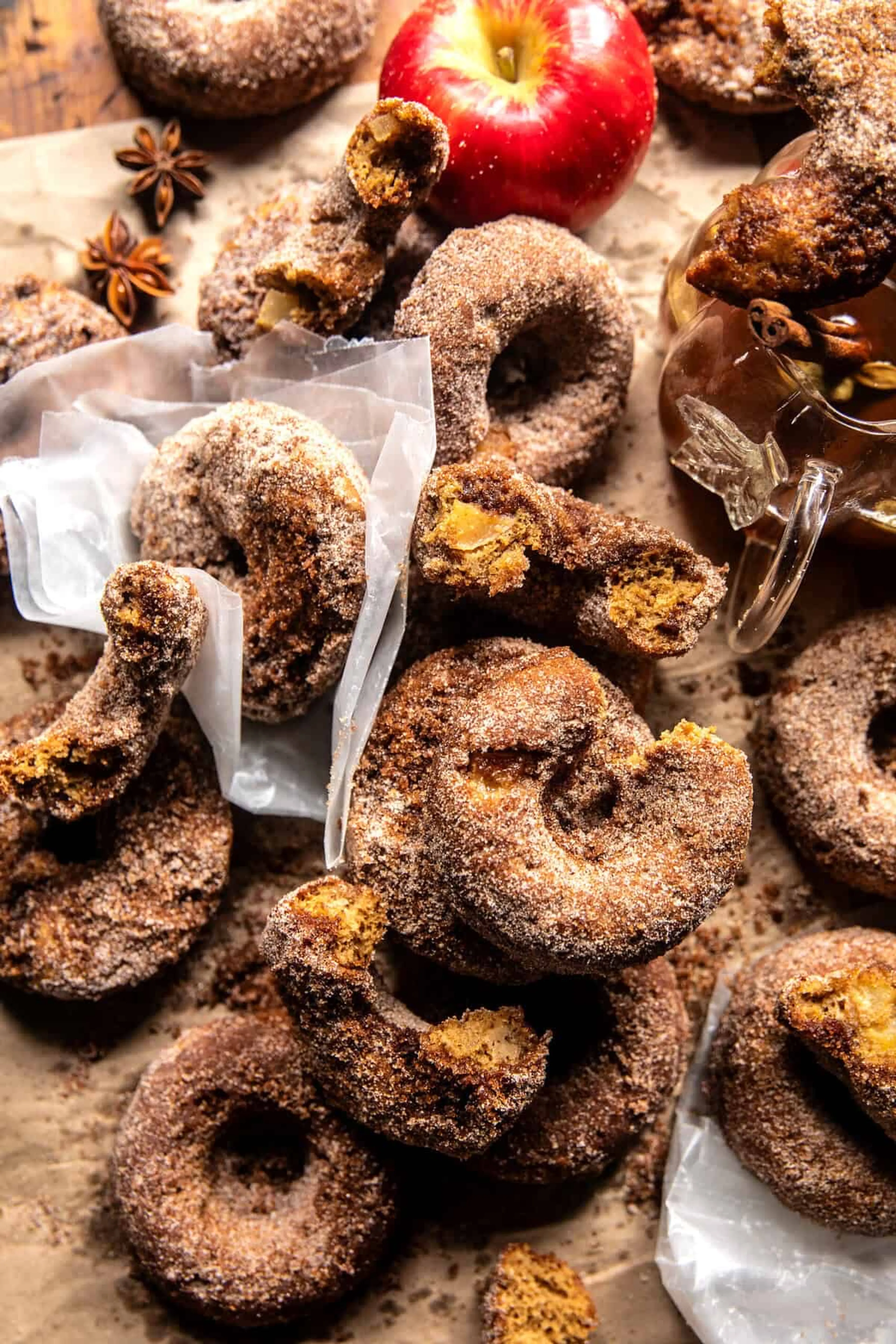 Baked Cinnamon Crunch Apple Cider Doughnuts