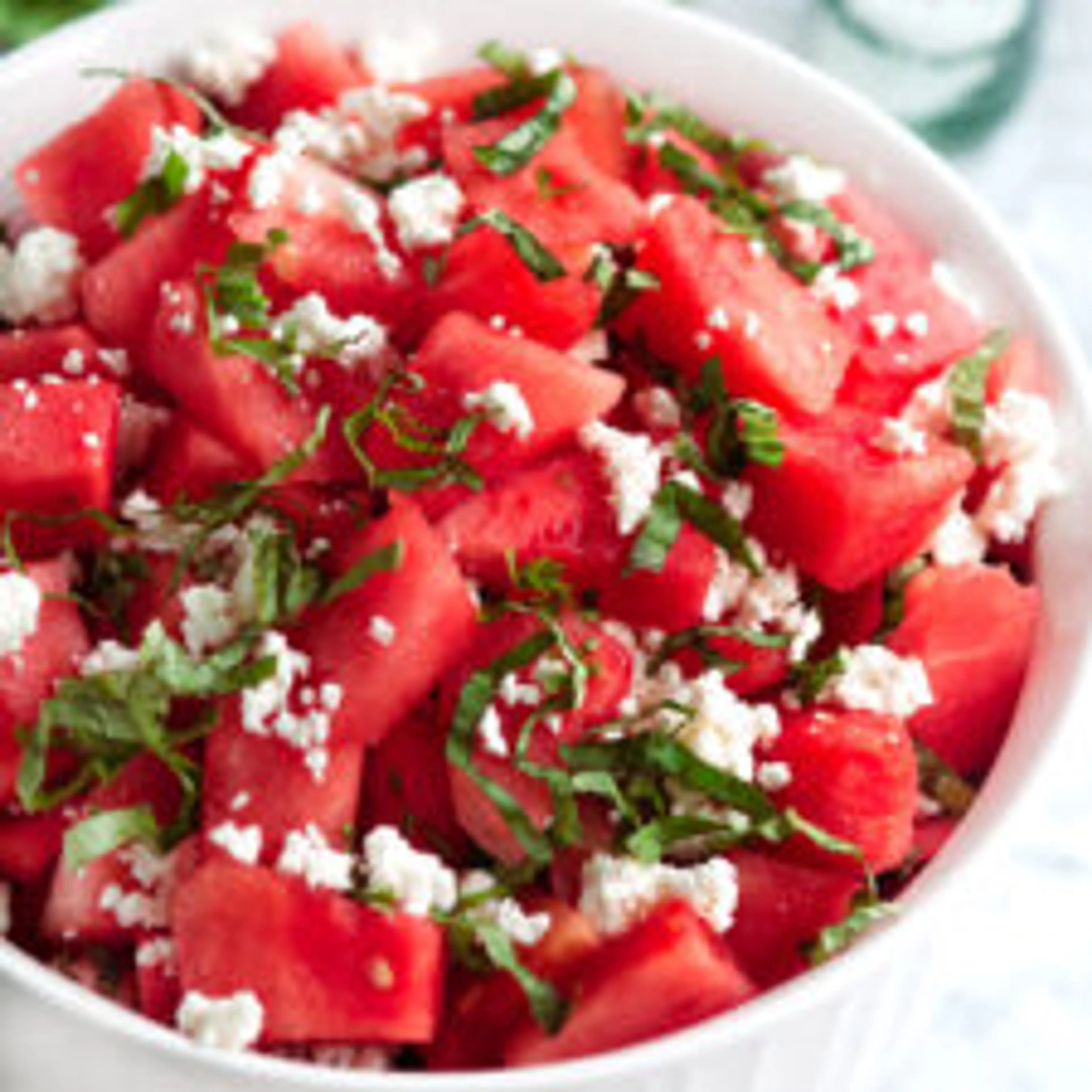 Summertime Basil Watermelon and Goat Cheese Salad