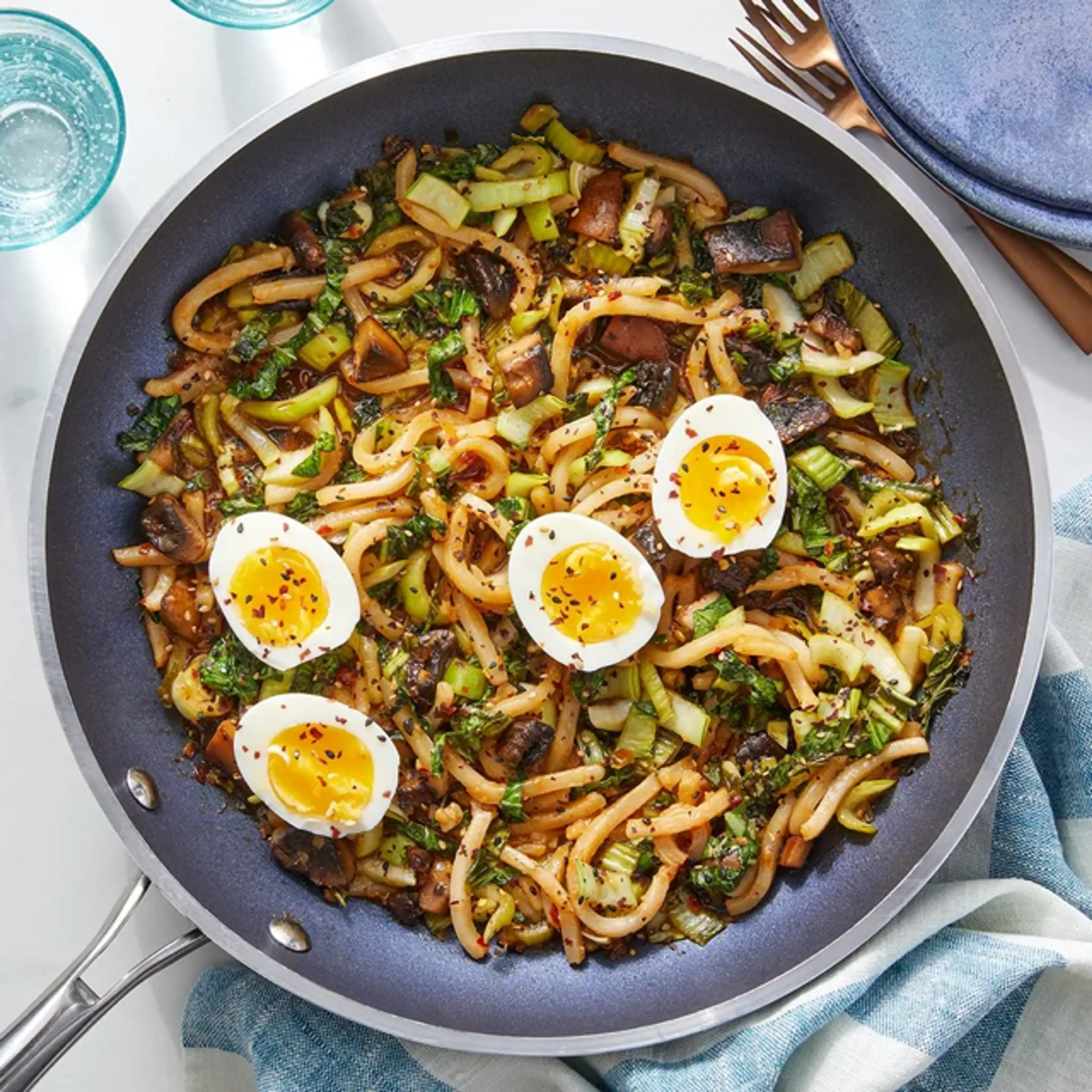 Sweet & Spicy Noodles with Mushrooms & Bok Choy