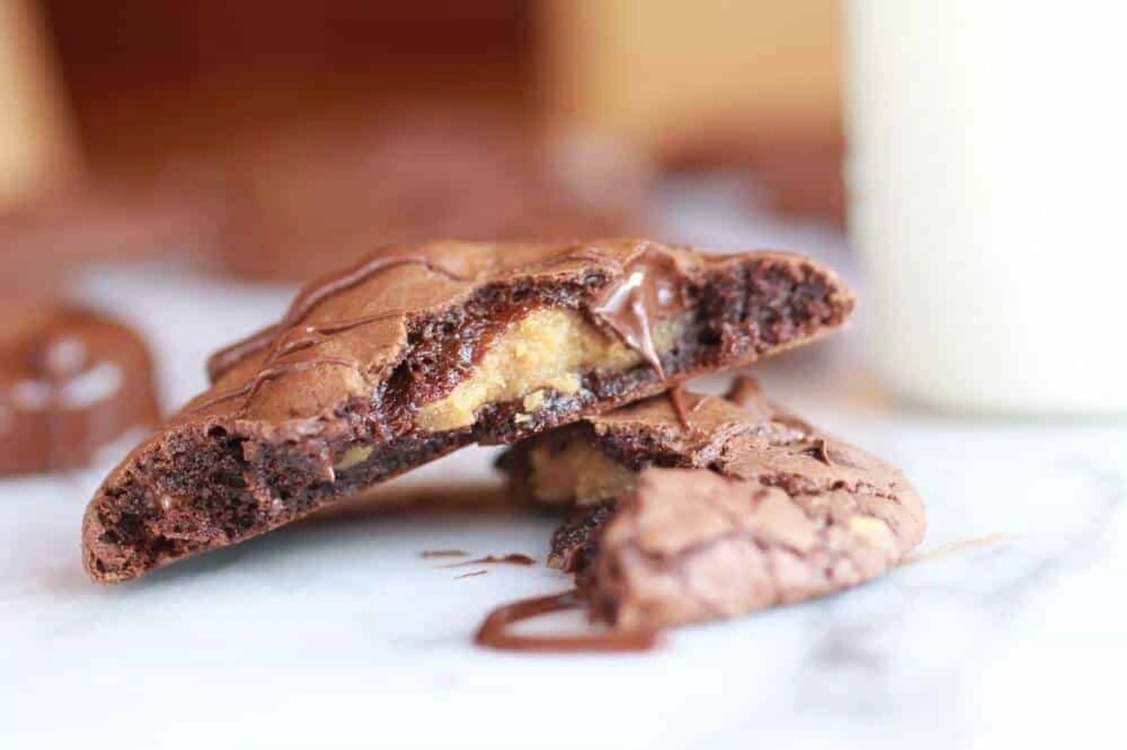 Double Chocolate Truffle Cookies stuffed with Peanut Butter