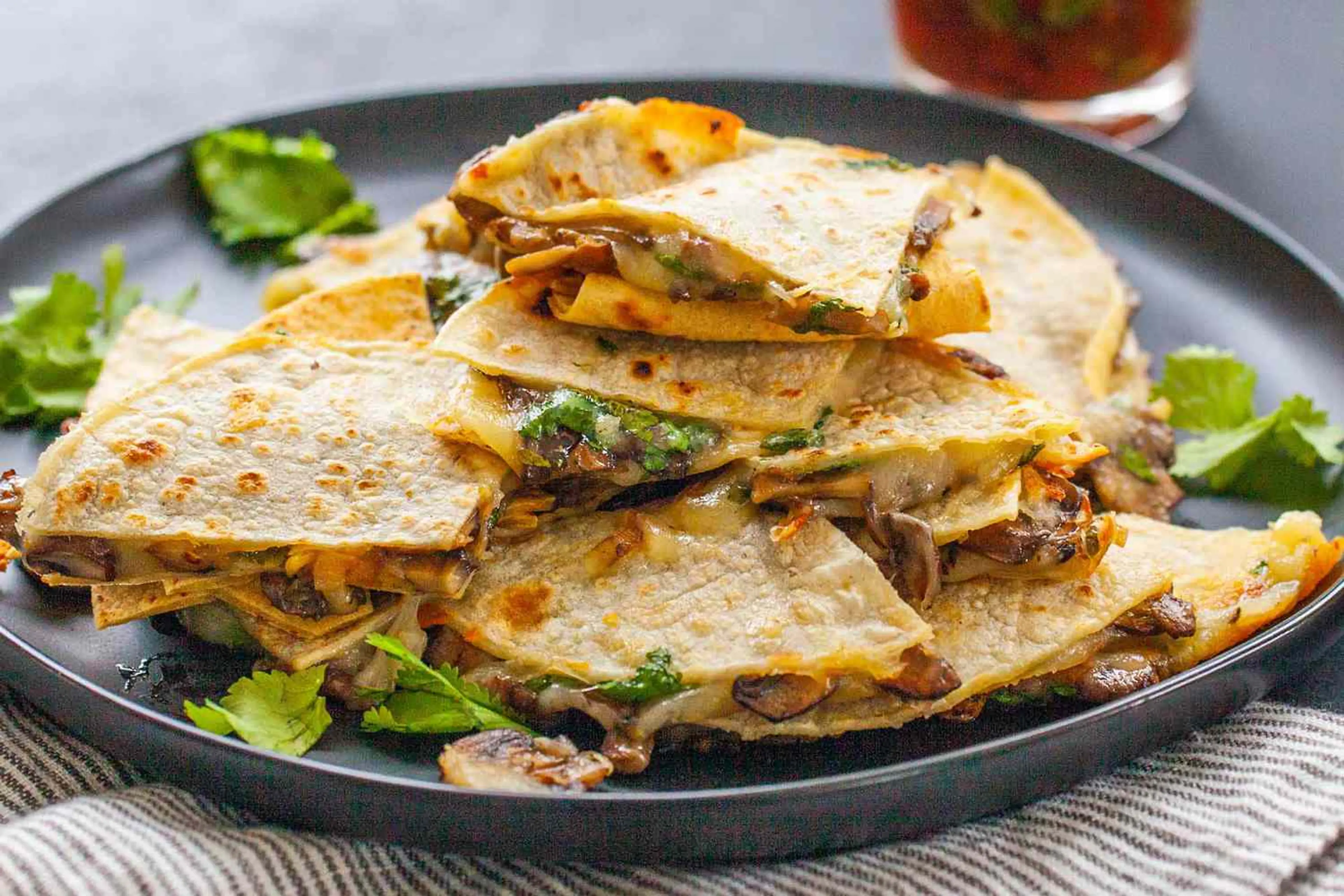 Crispy Cheese and Mushroom Quesadillas