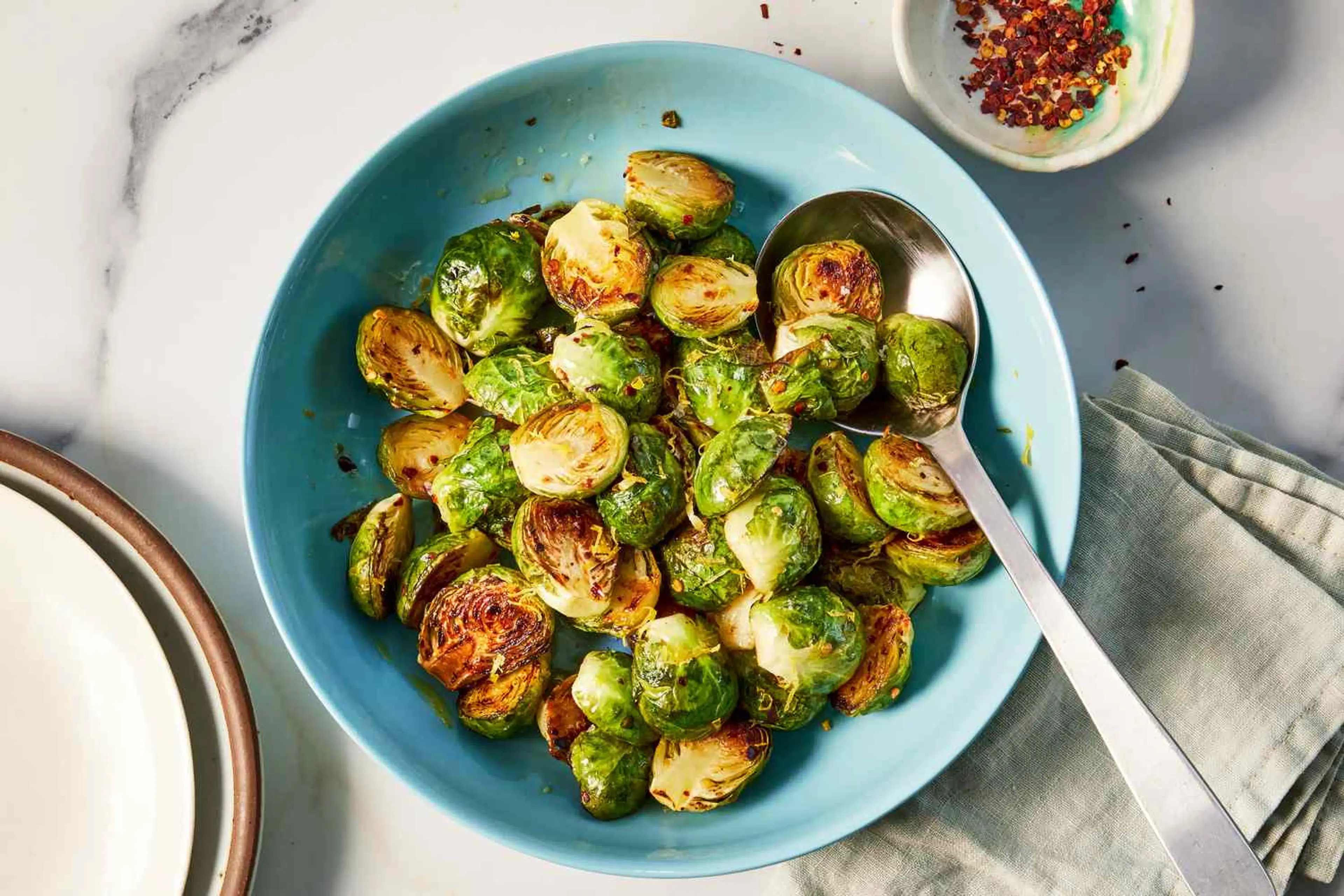 Quick & Spicy Brussels Sprouts with Lemon