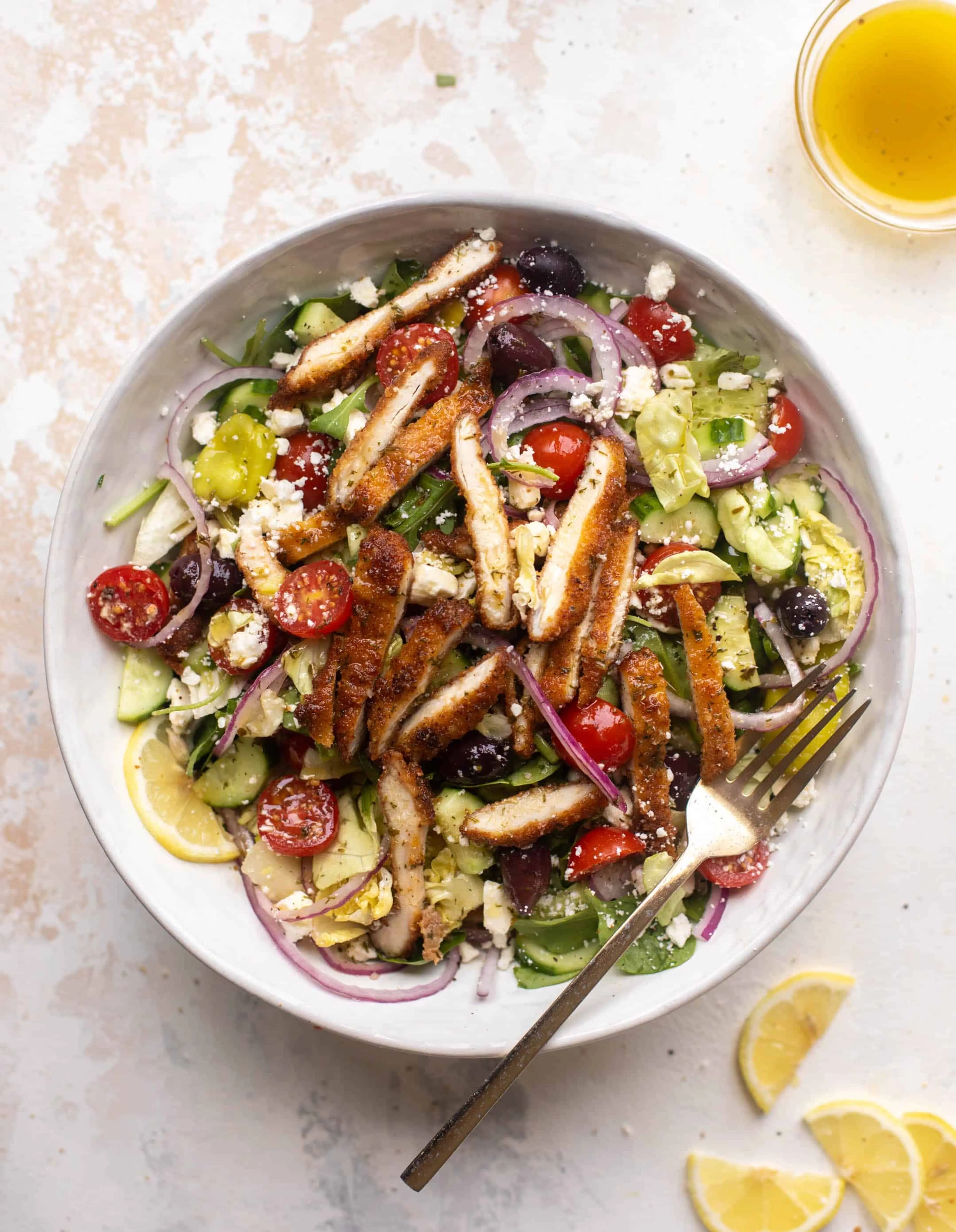 Crispy Chicken Mediterranean Salad