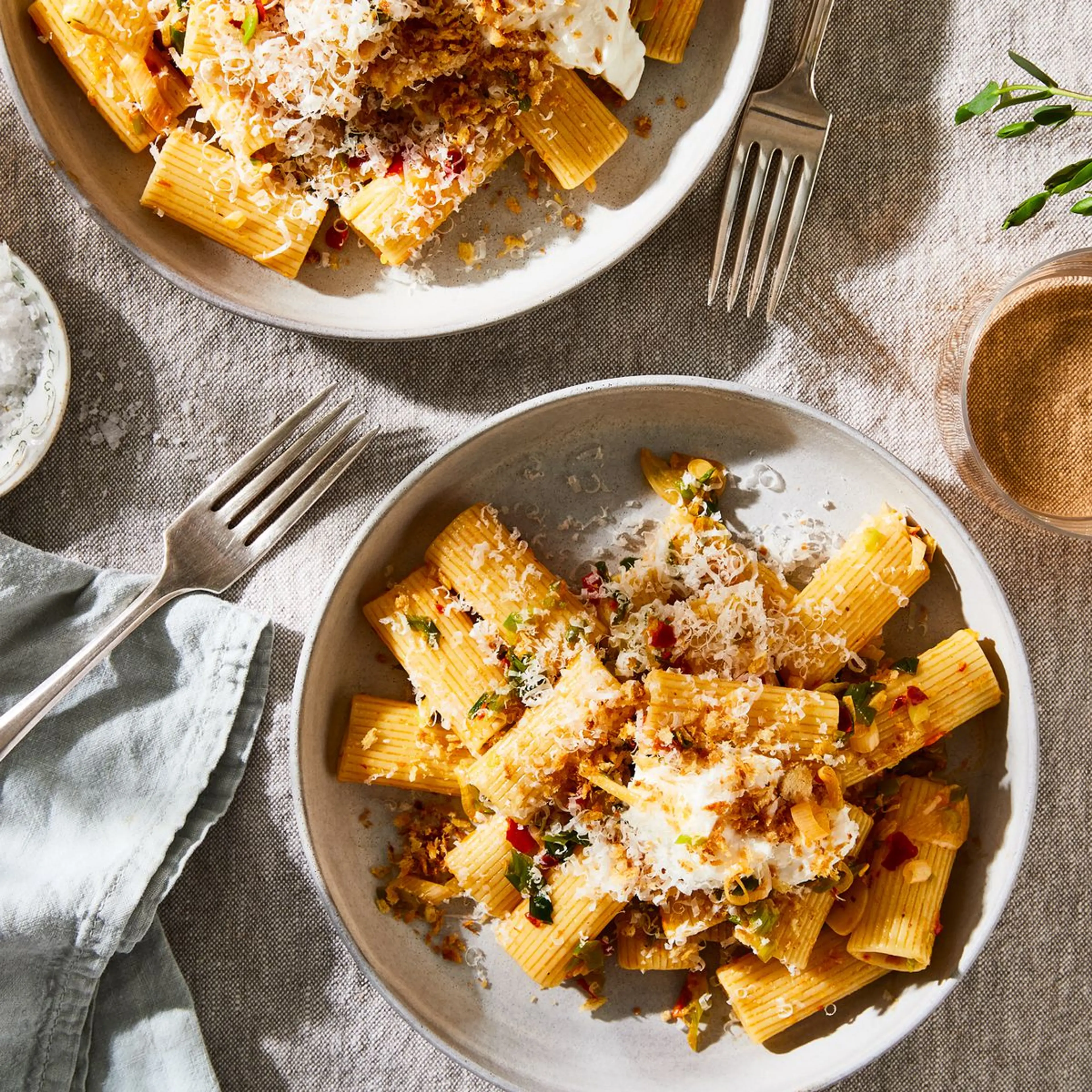 Spicy Scallion Pasta With Ricotta