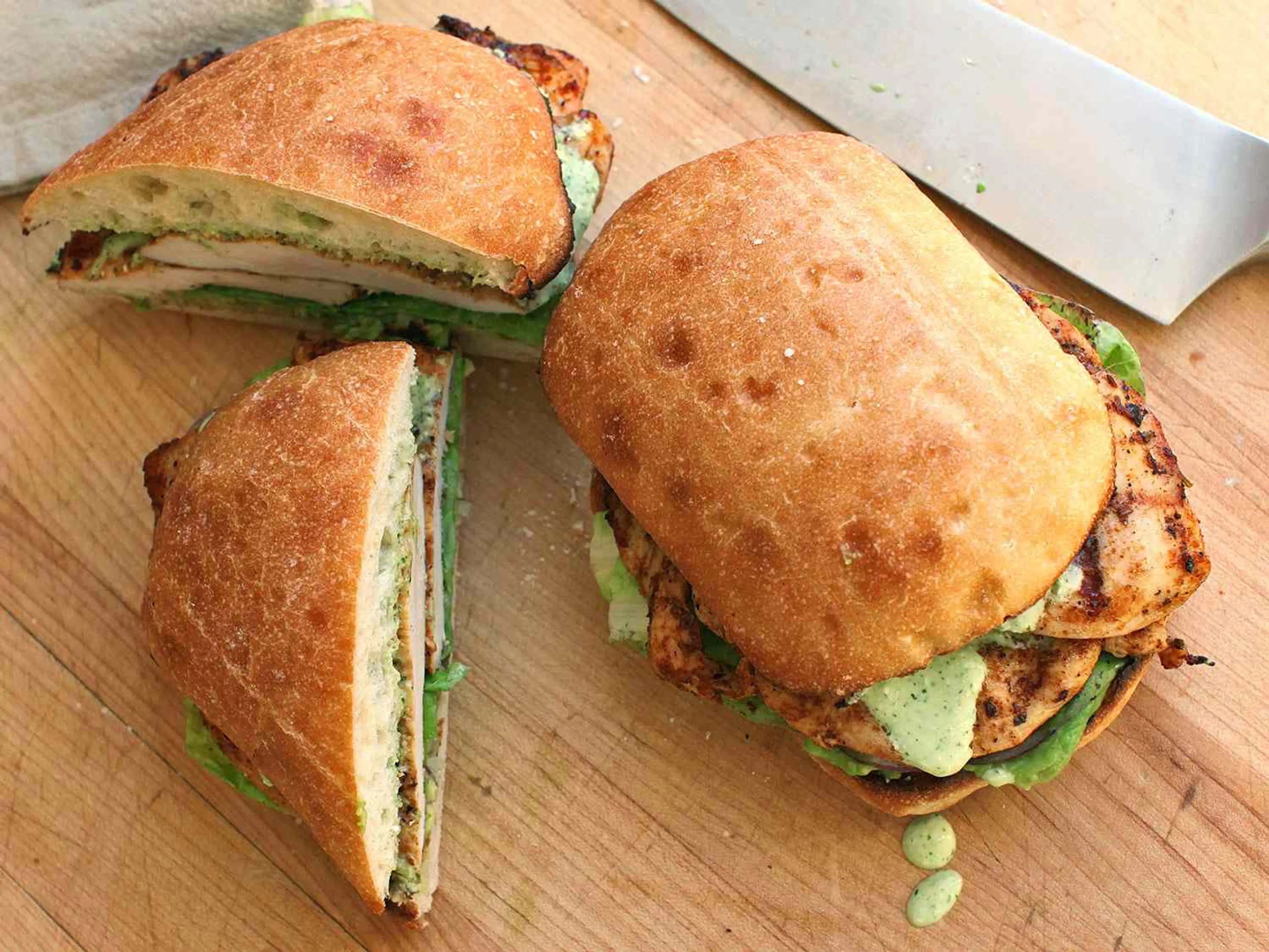 Peruvian-Style Grilled-Chicken Sandwiches With Spicy Green S