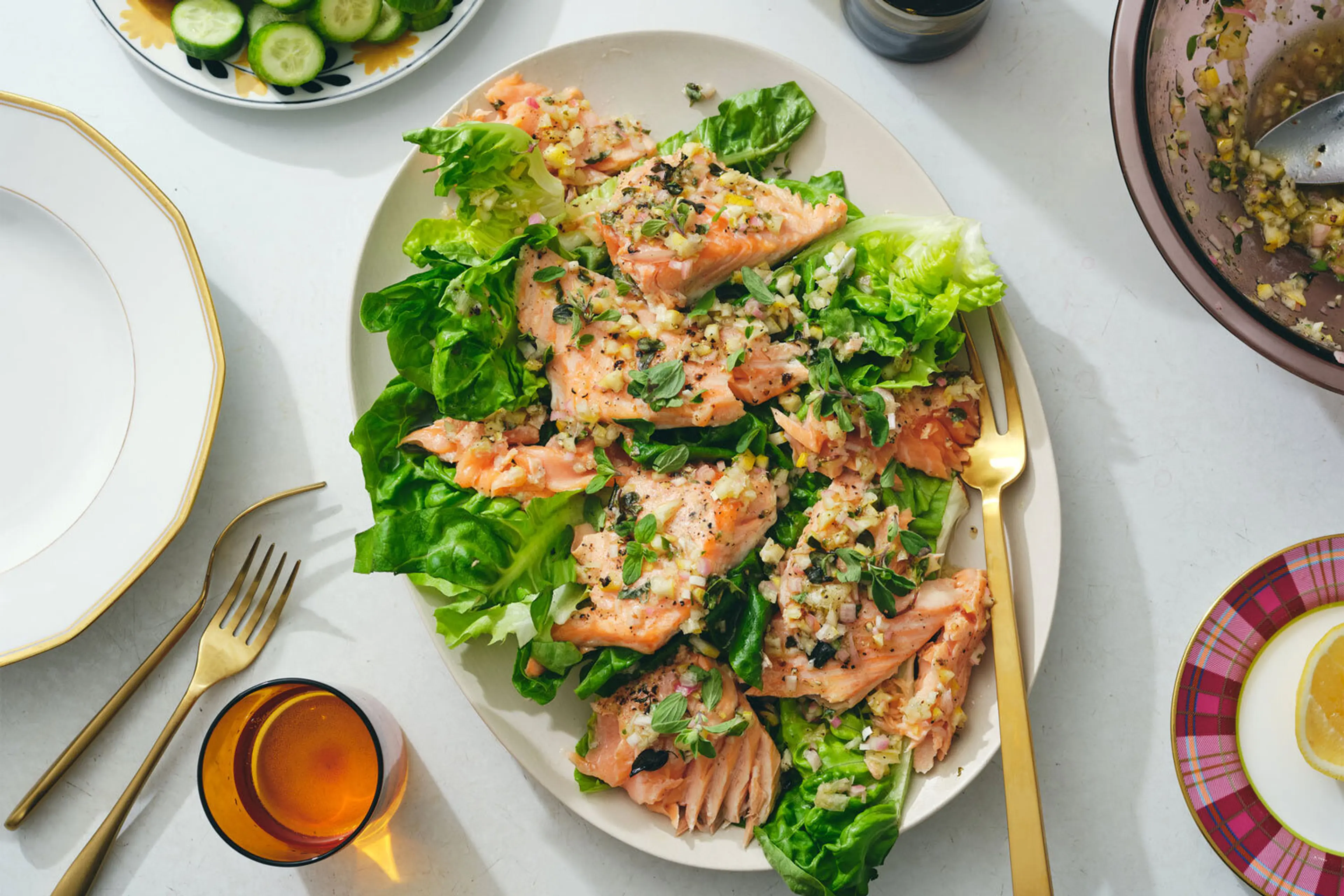 Salmon with Whole Lemon Dressing