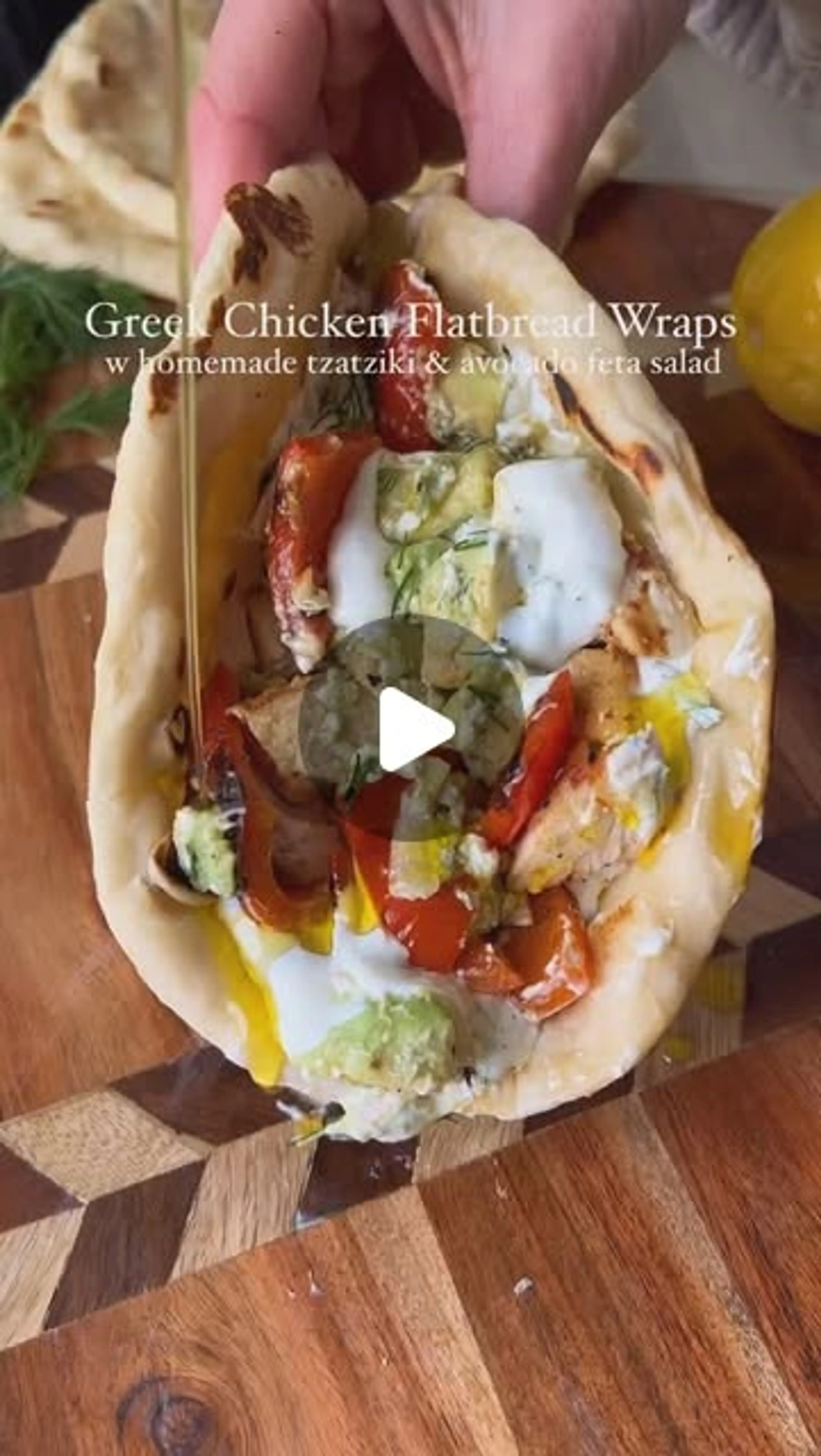 Greek Chicken Flatbread Wraps