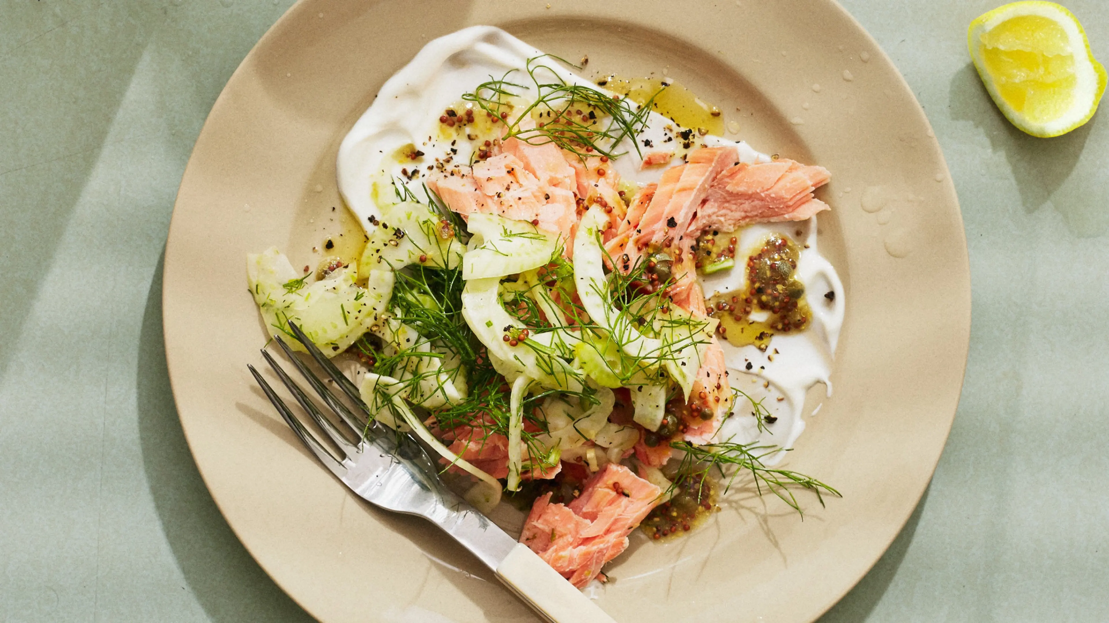 Hot-Smoked Salmon with Yogurt and Fennel