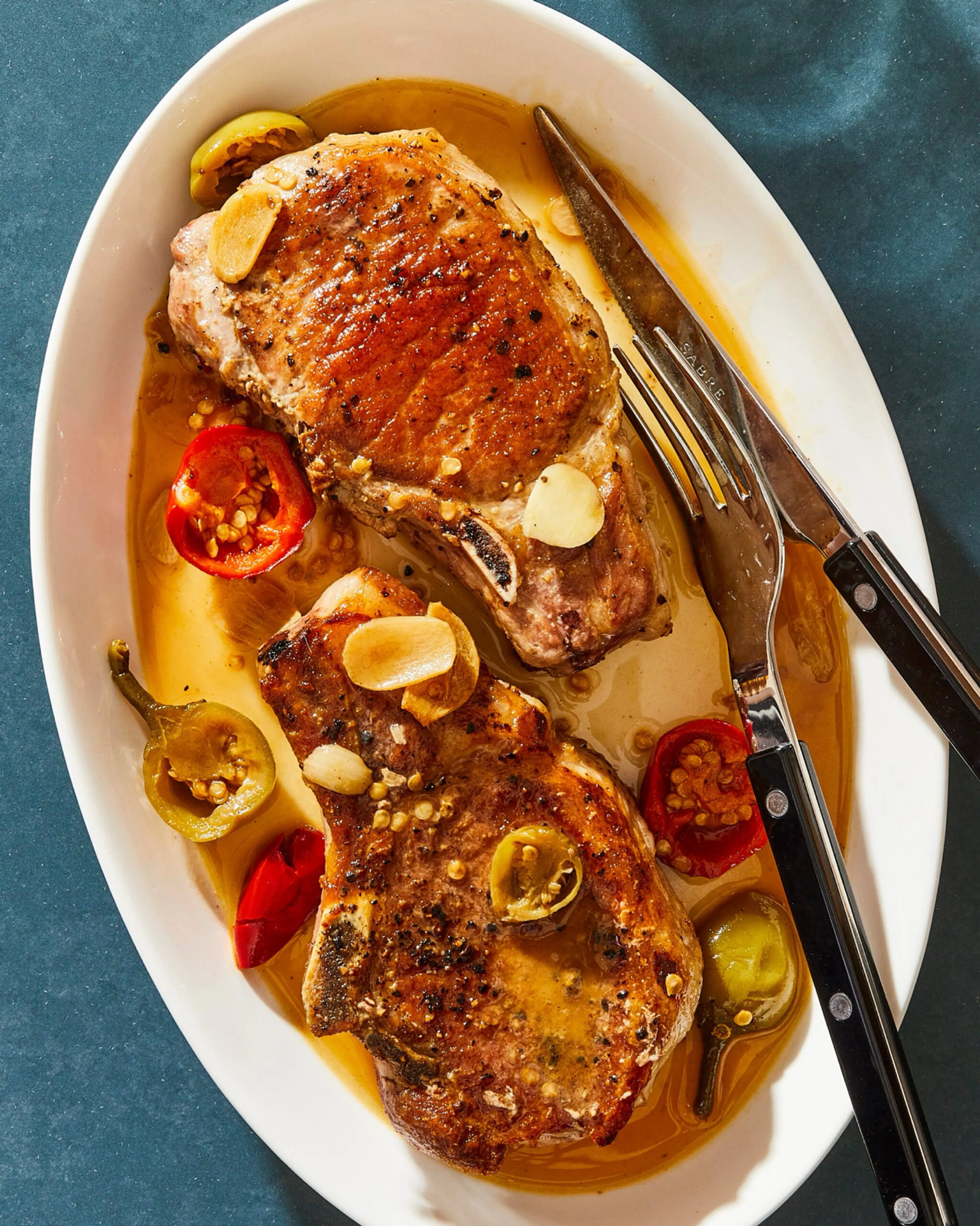 Bamonte's Pork Chops with Pickled Peppers