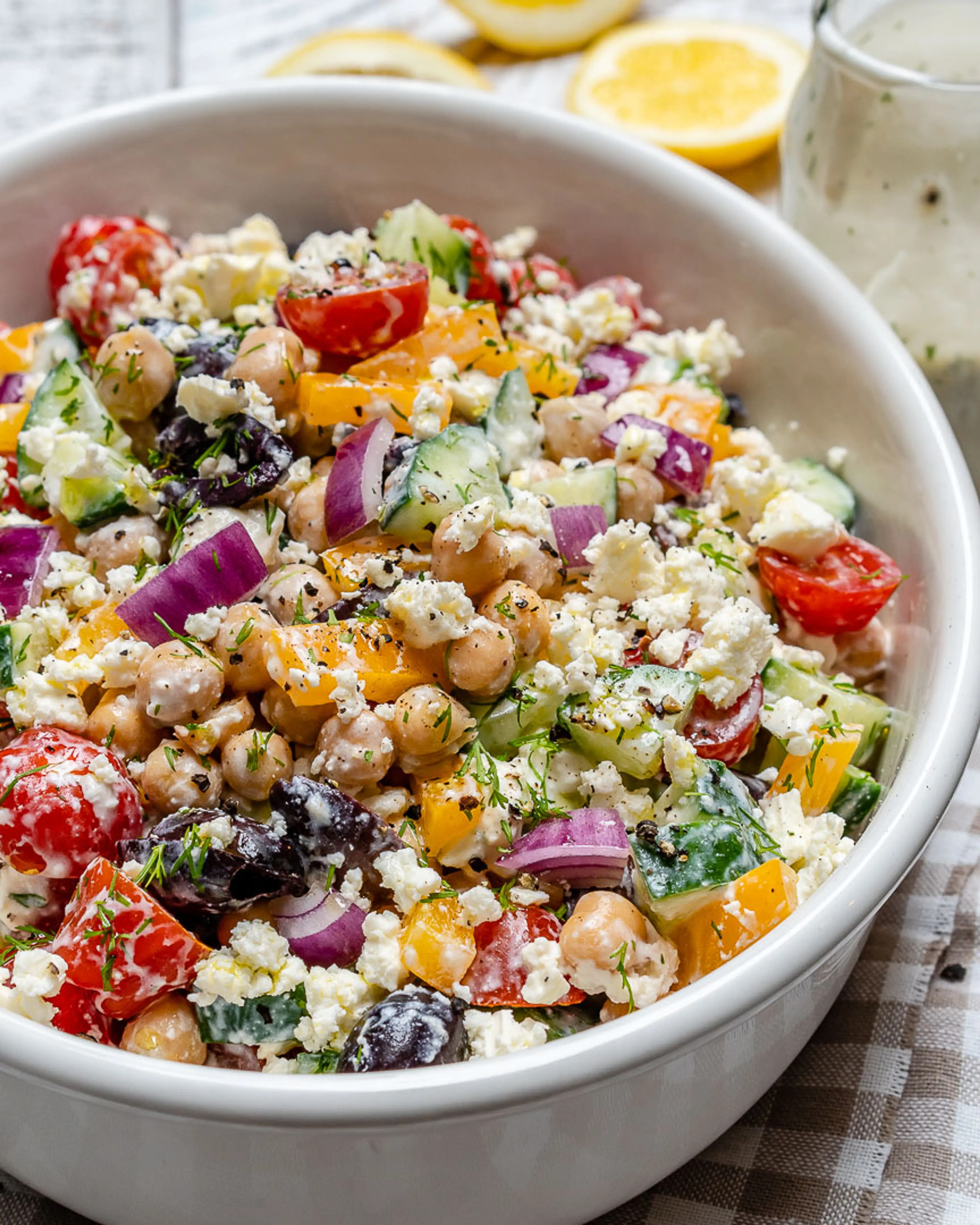 Greek Chickpea Salad + Tzatziki Dressing