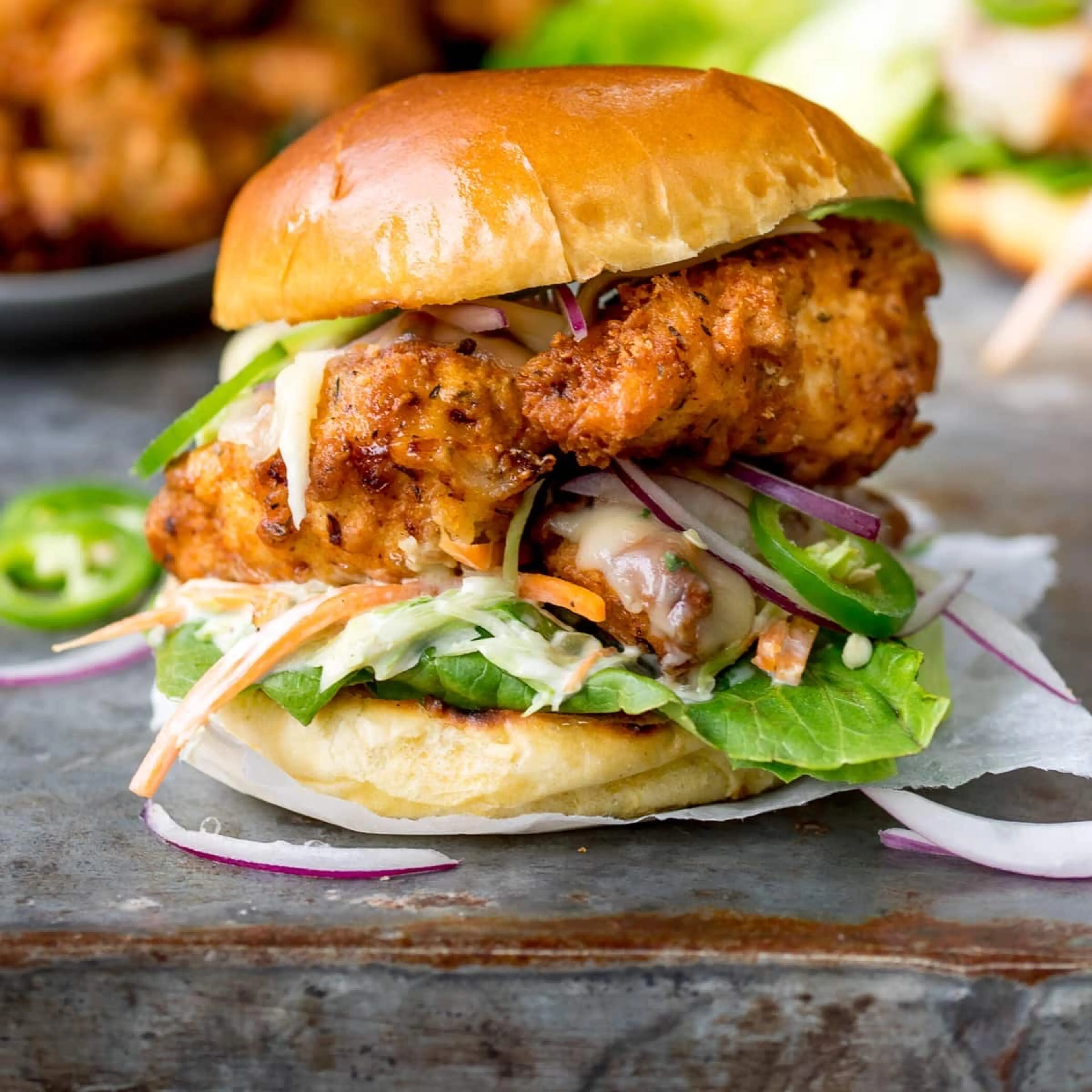 Crispy Chicken Burger with Honey Mustard Coleslaw