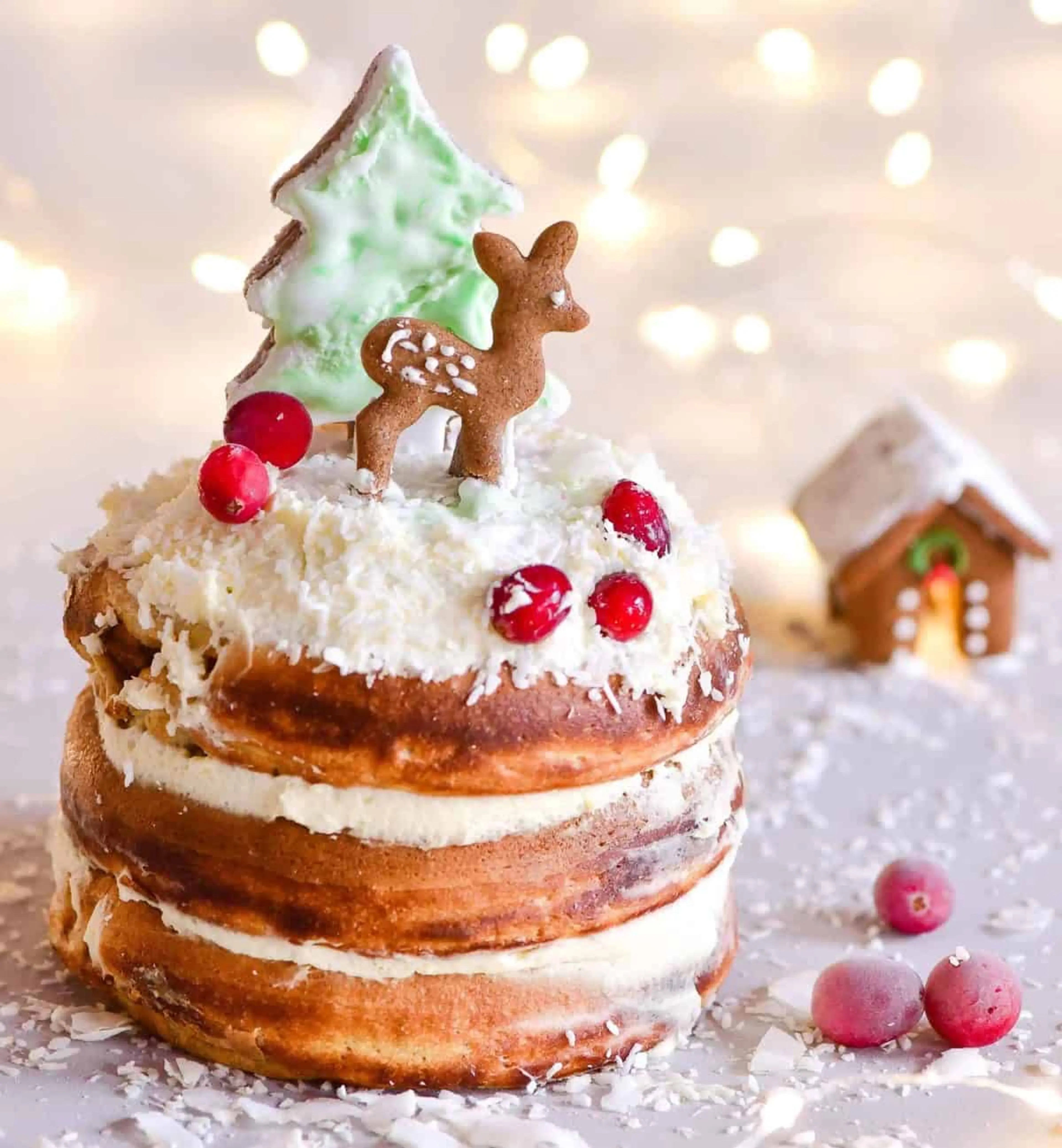 Christmas Fluffy Gingerbread Pancakes (Thick/Souffle Pancake