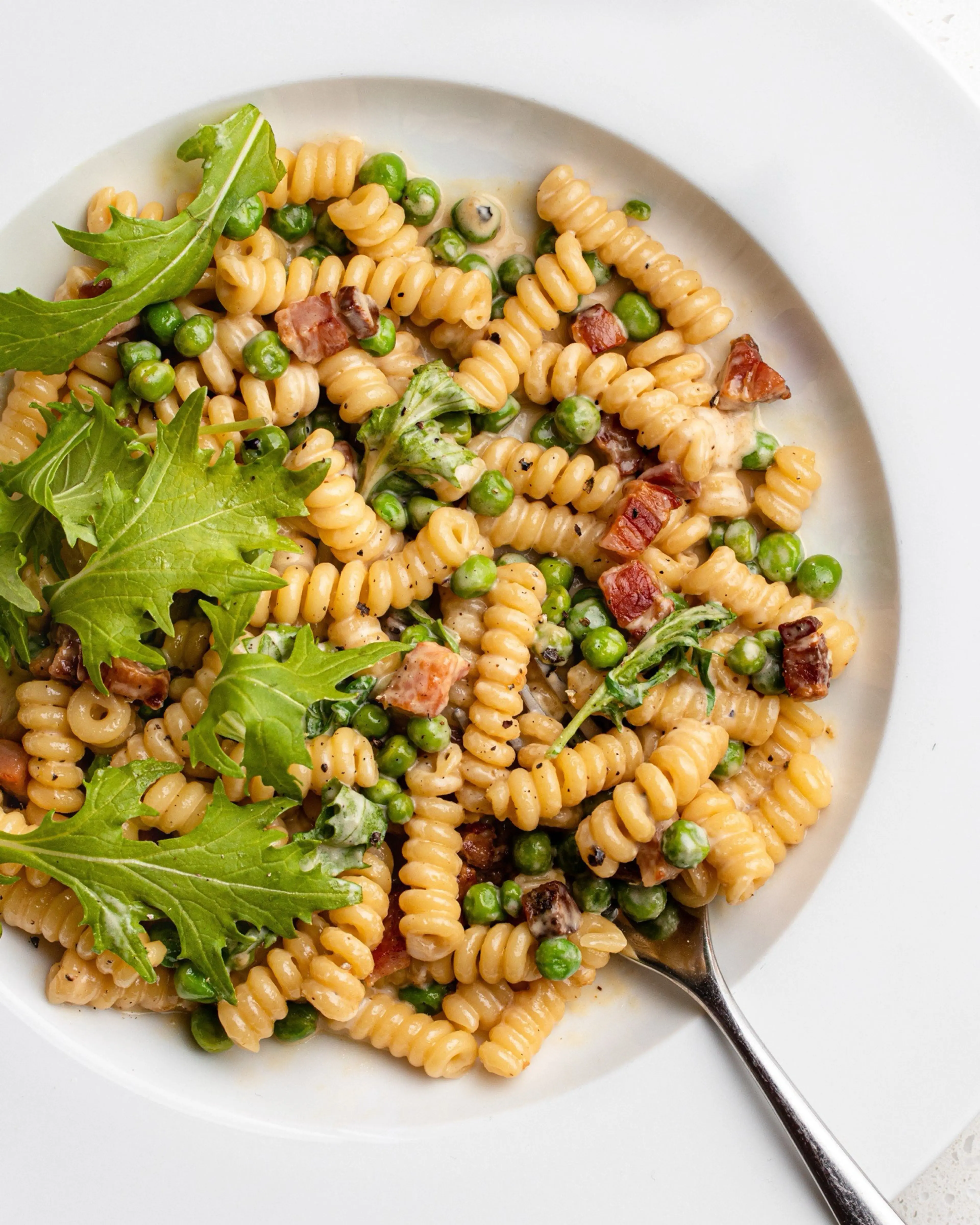 Creamy Pasta with Peas and Pancetta