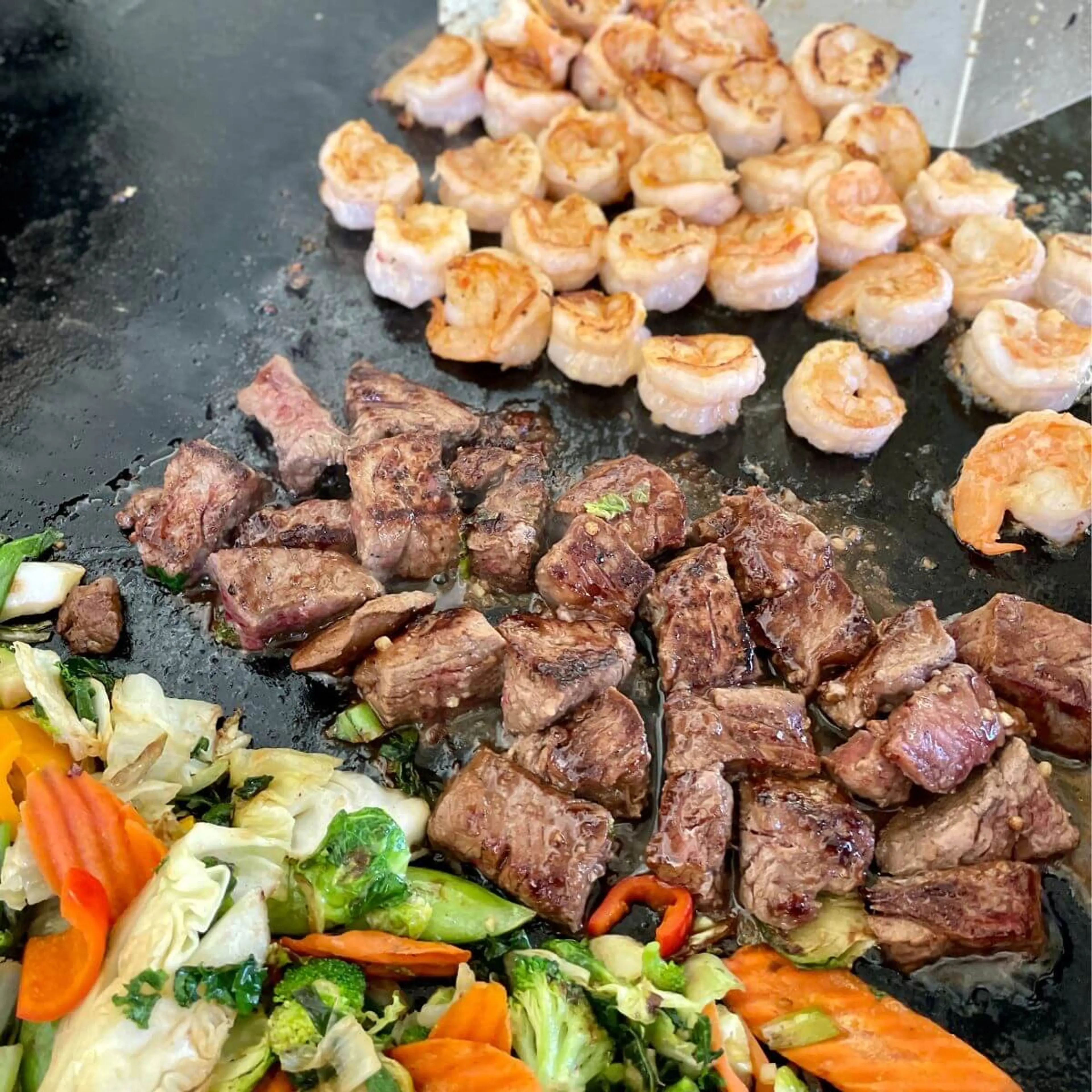 Griddle Shrimp and Steak Stir Fry