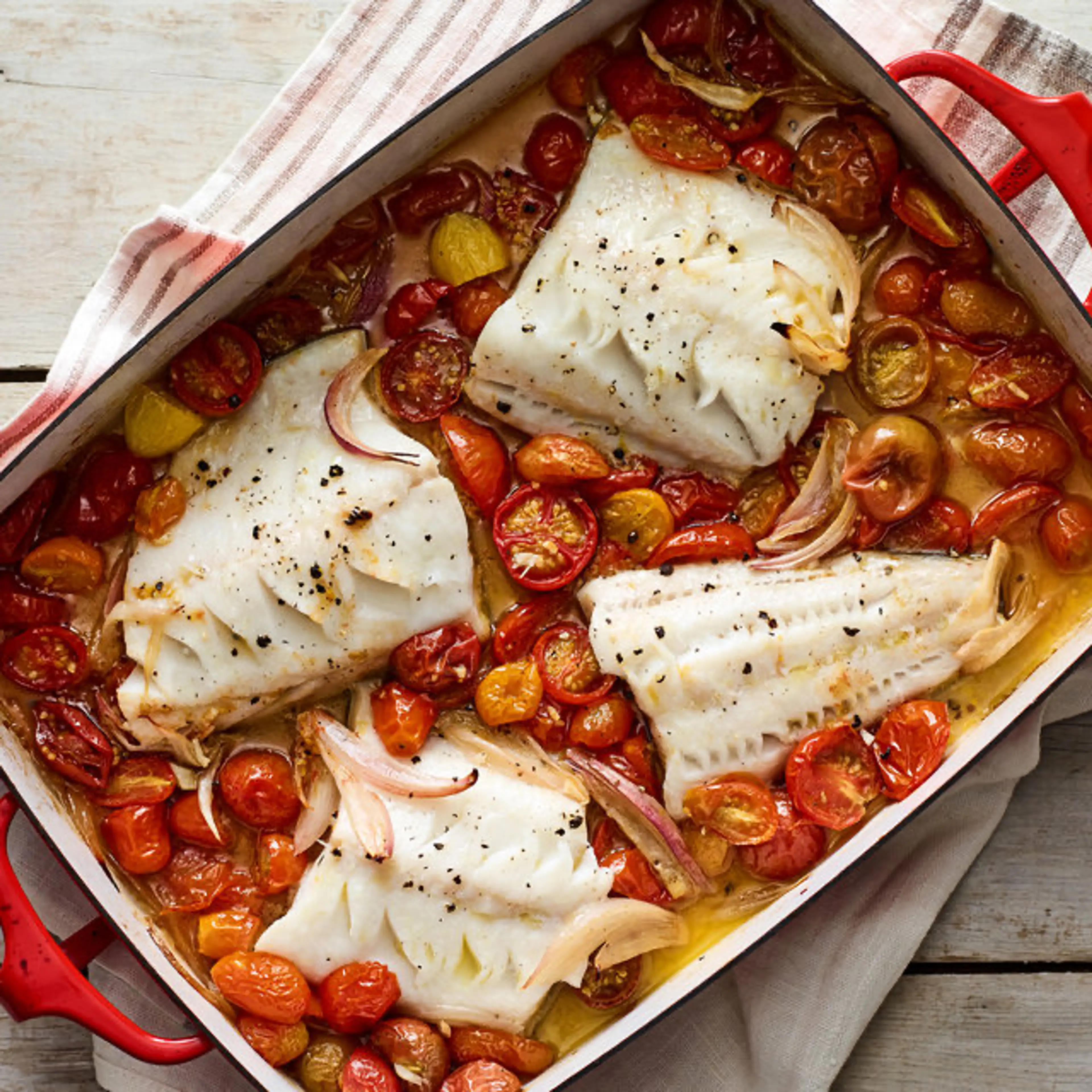 One-Pan Roasted Fish With Cherry Tomatoes