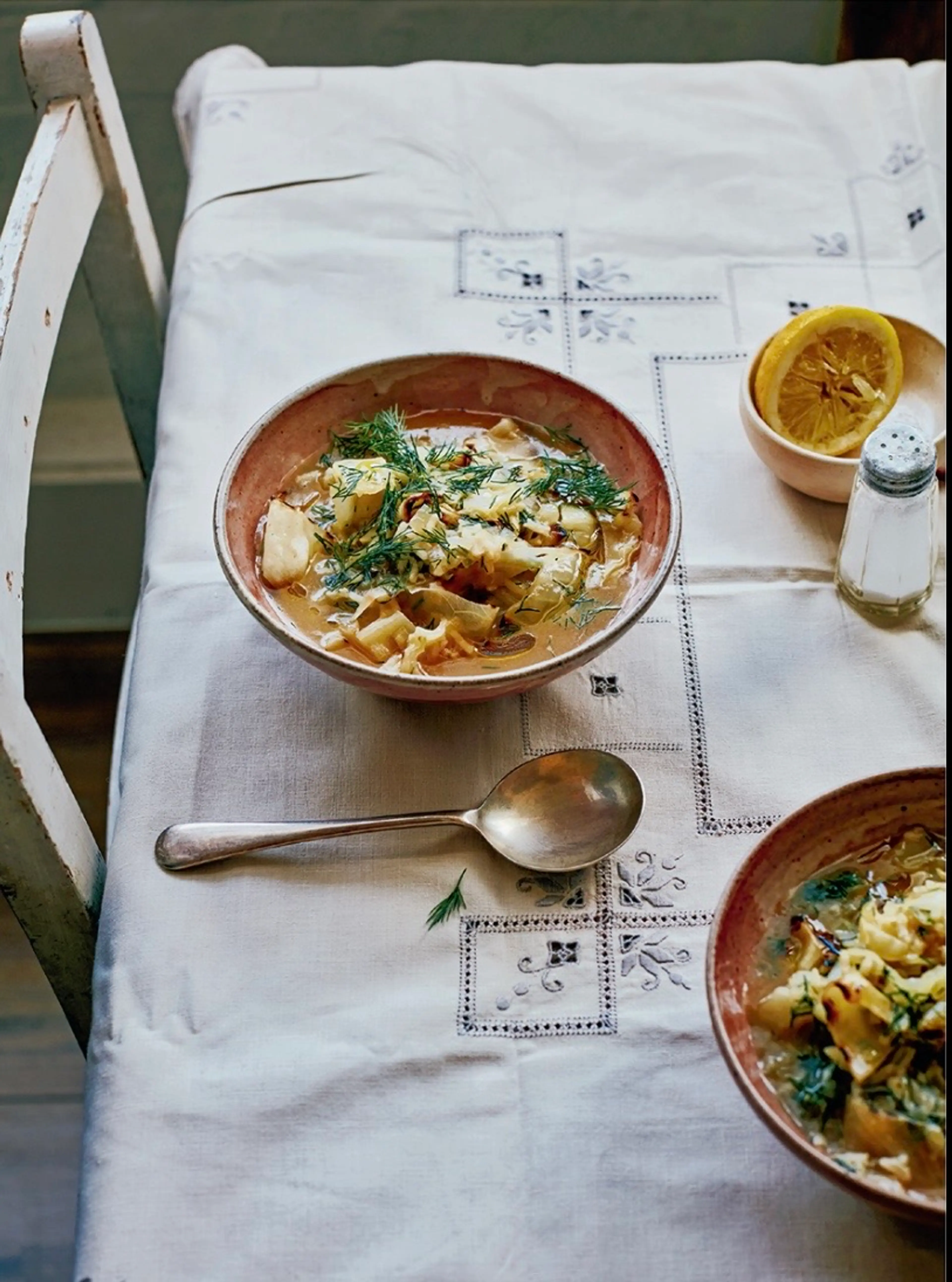 Charred Cabbage, Lemon And Rice Soup