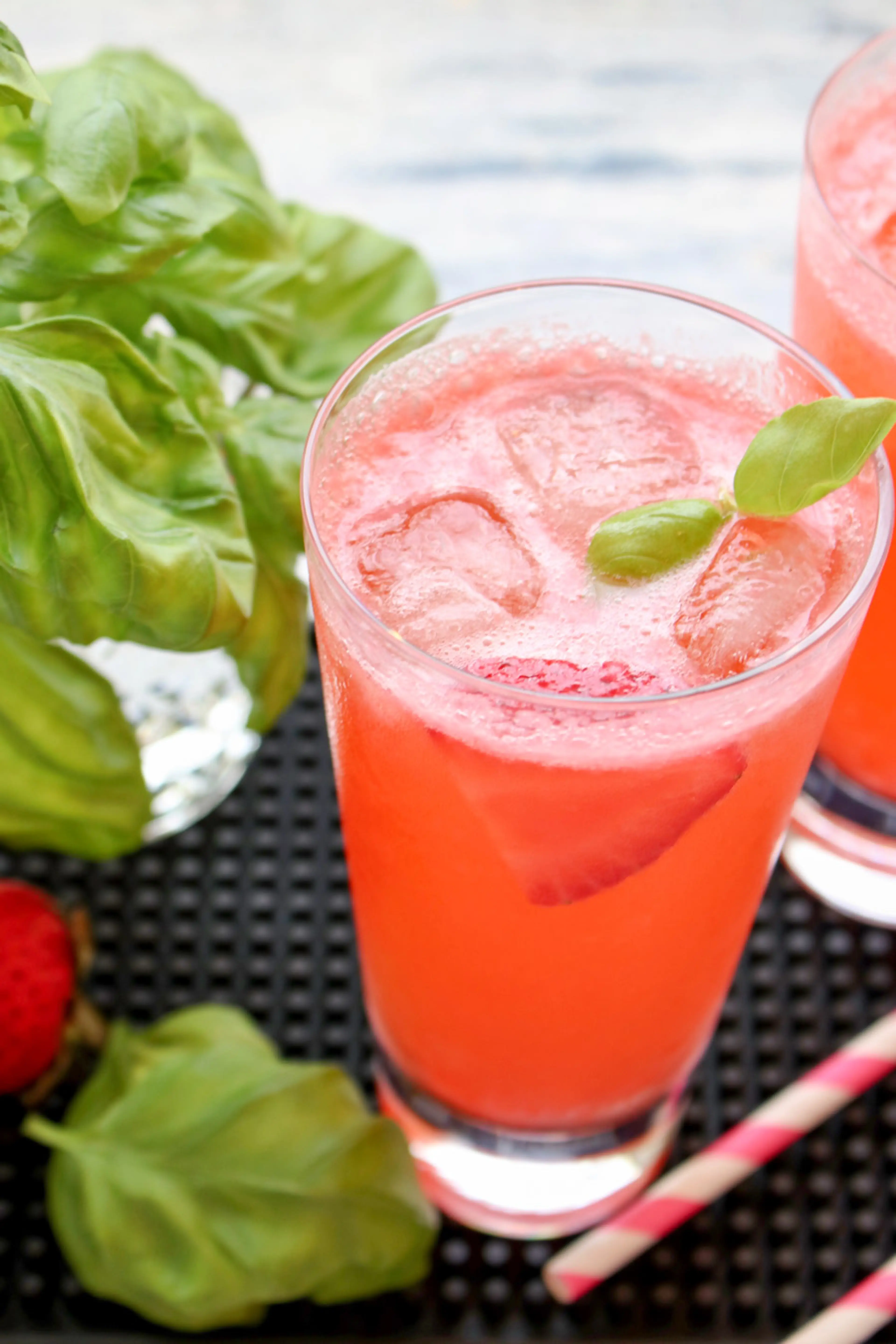 Strawberry Basil Gin and Tonic