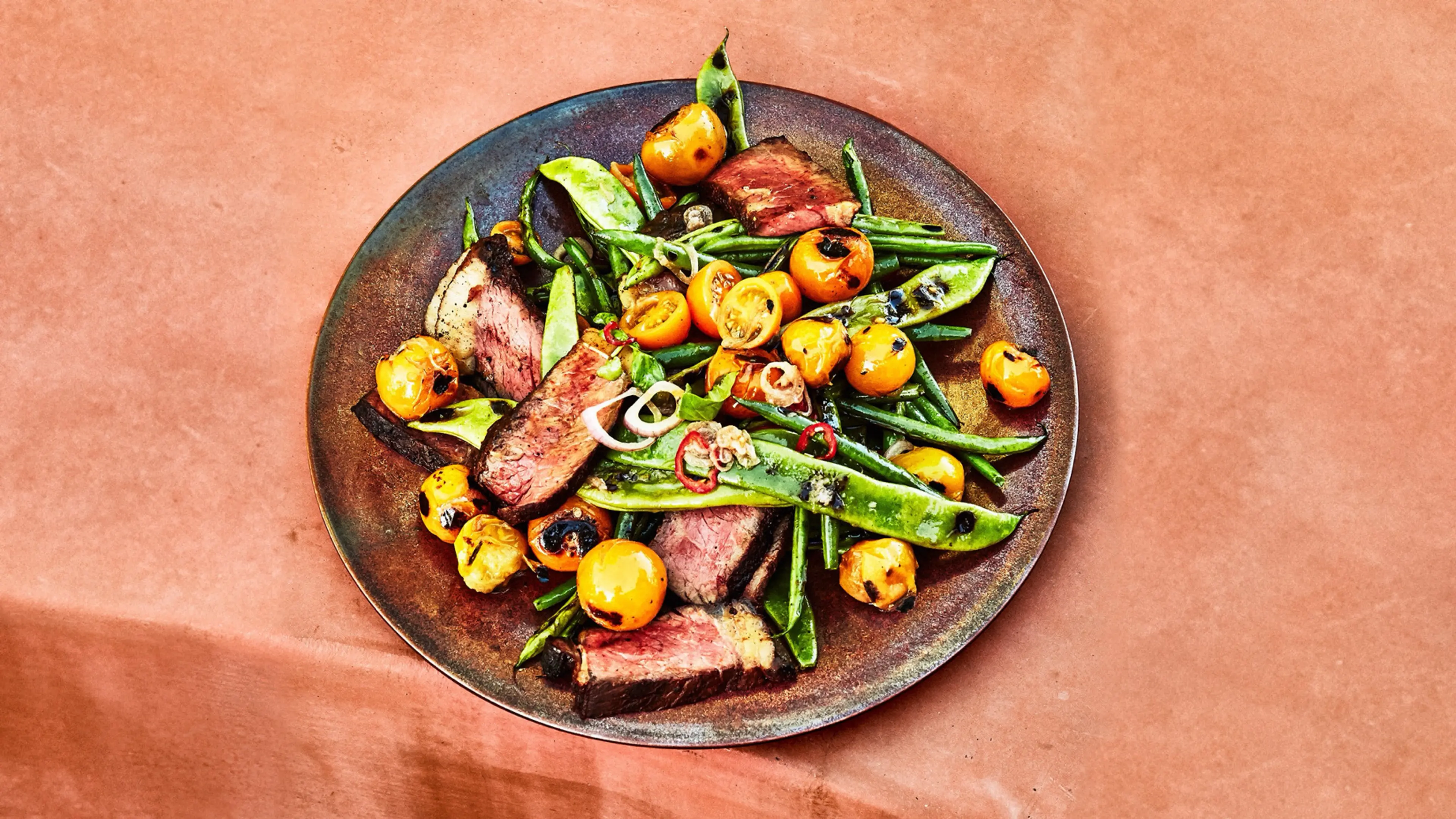 Grilled Strip Steak With Blistered Tomatoes