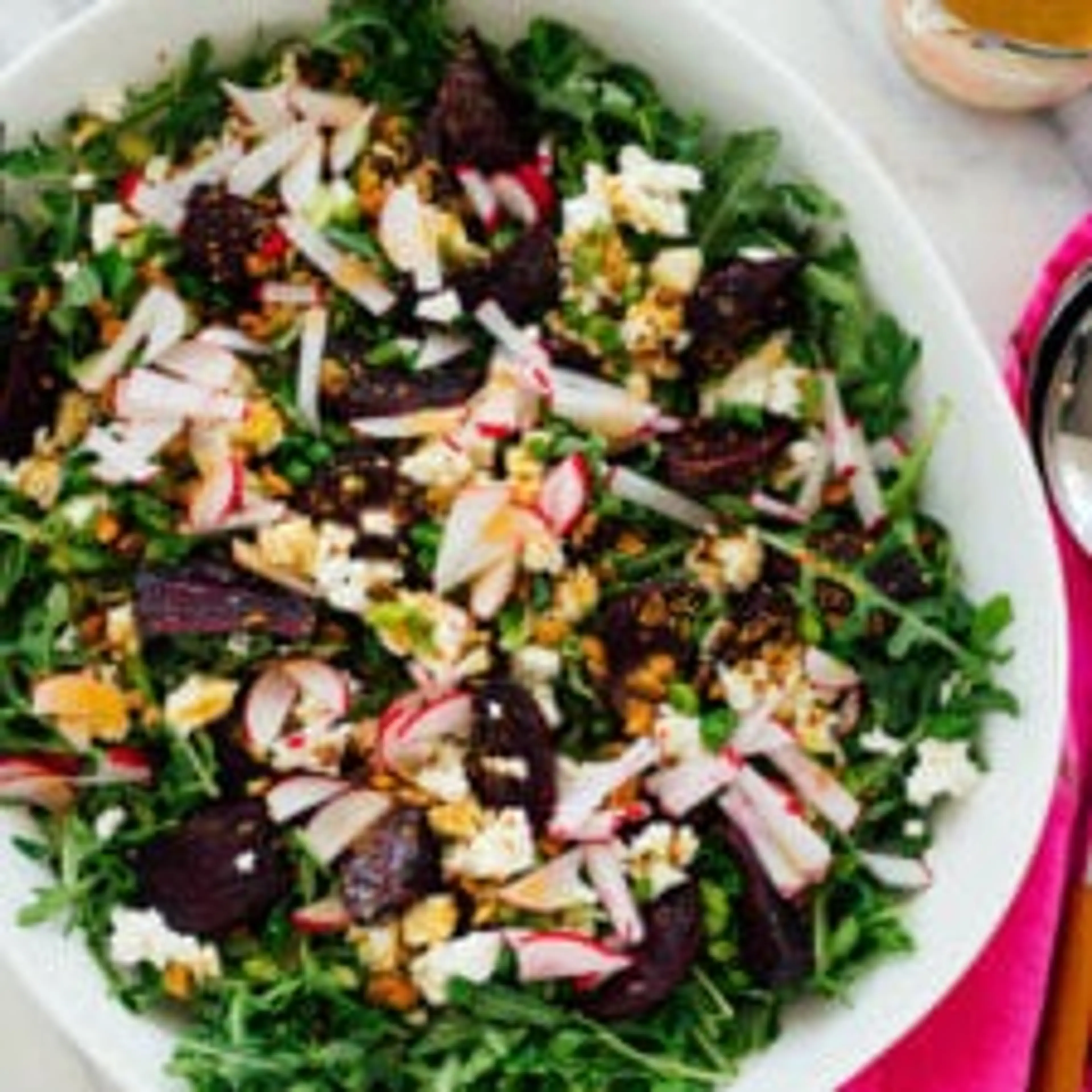 Roasted Beet Salad with Goat Cheese & Pistachios