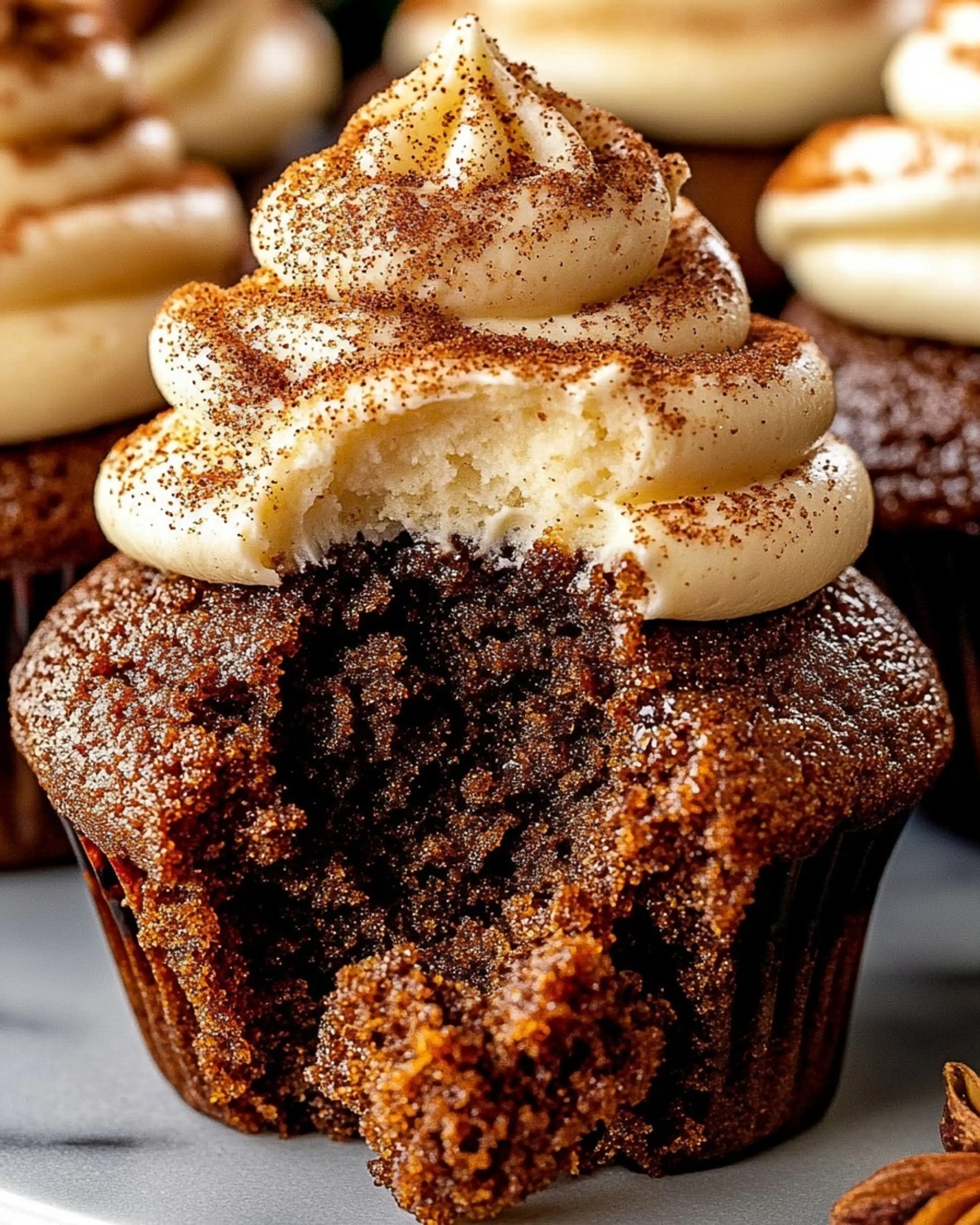 Cozy Homemade Gingerbread Cupcakes with Spiced Cinnamon Crea