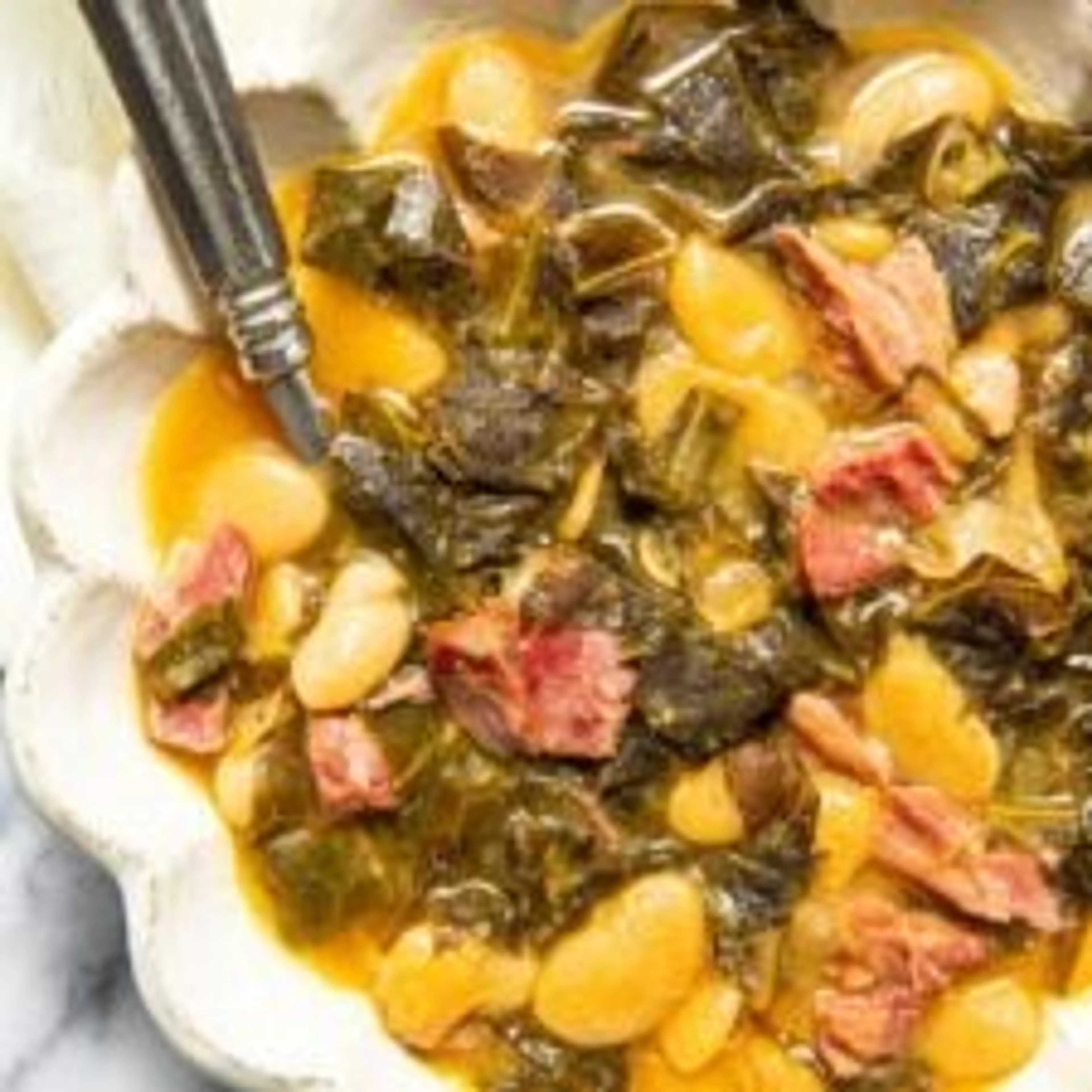 Collard Greens Soup With Beans and Ham