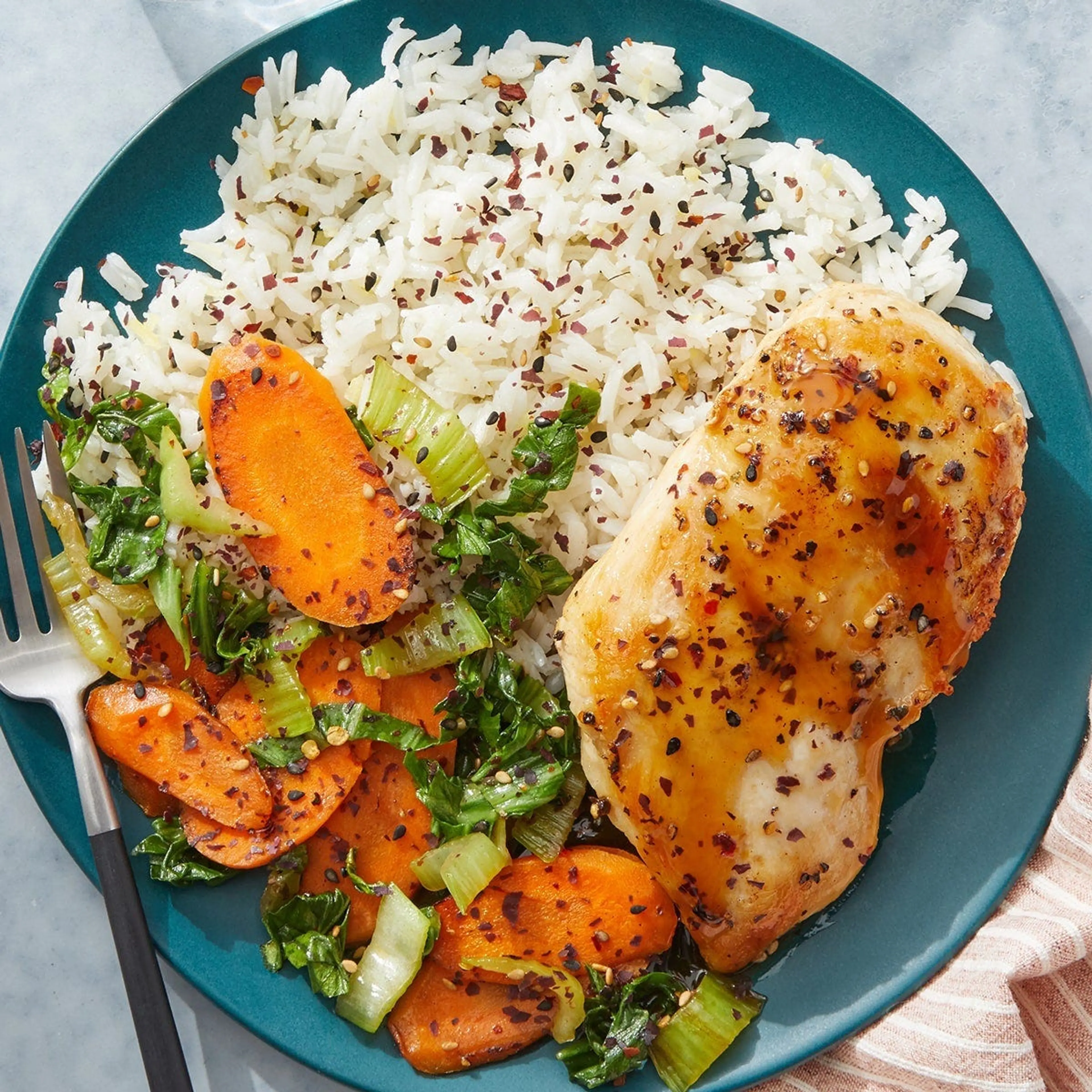 Chicken Teriyaki & Aromatic Rice with Bok Choy & Carrots