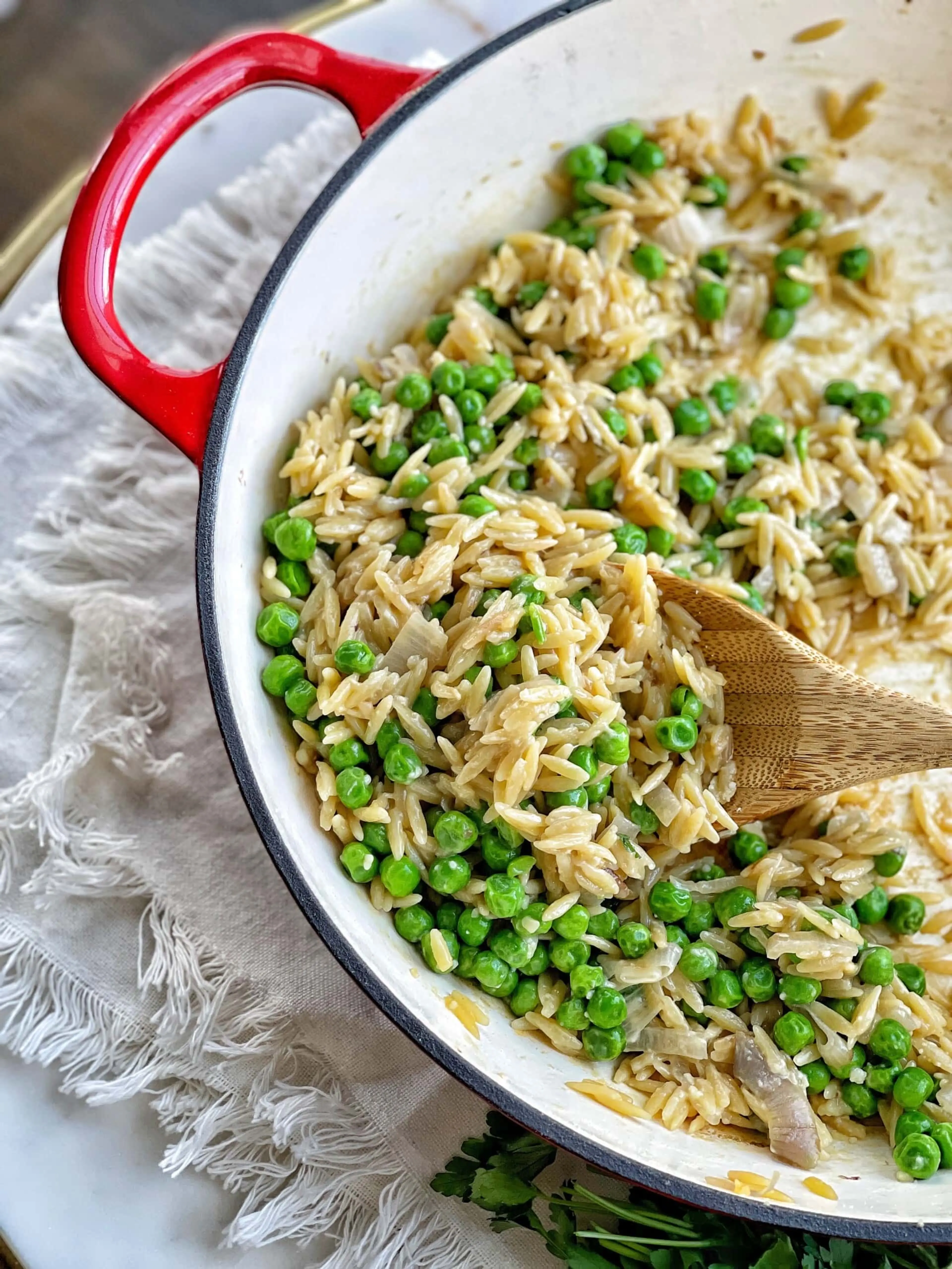 Easy One Pot Orzo with Peas