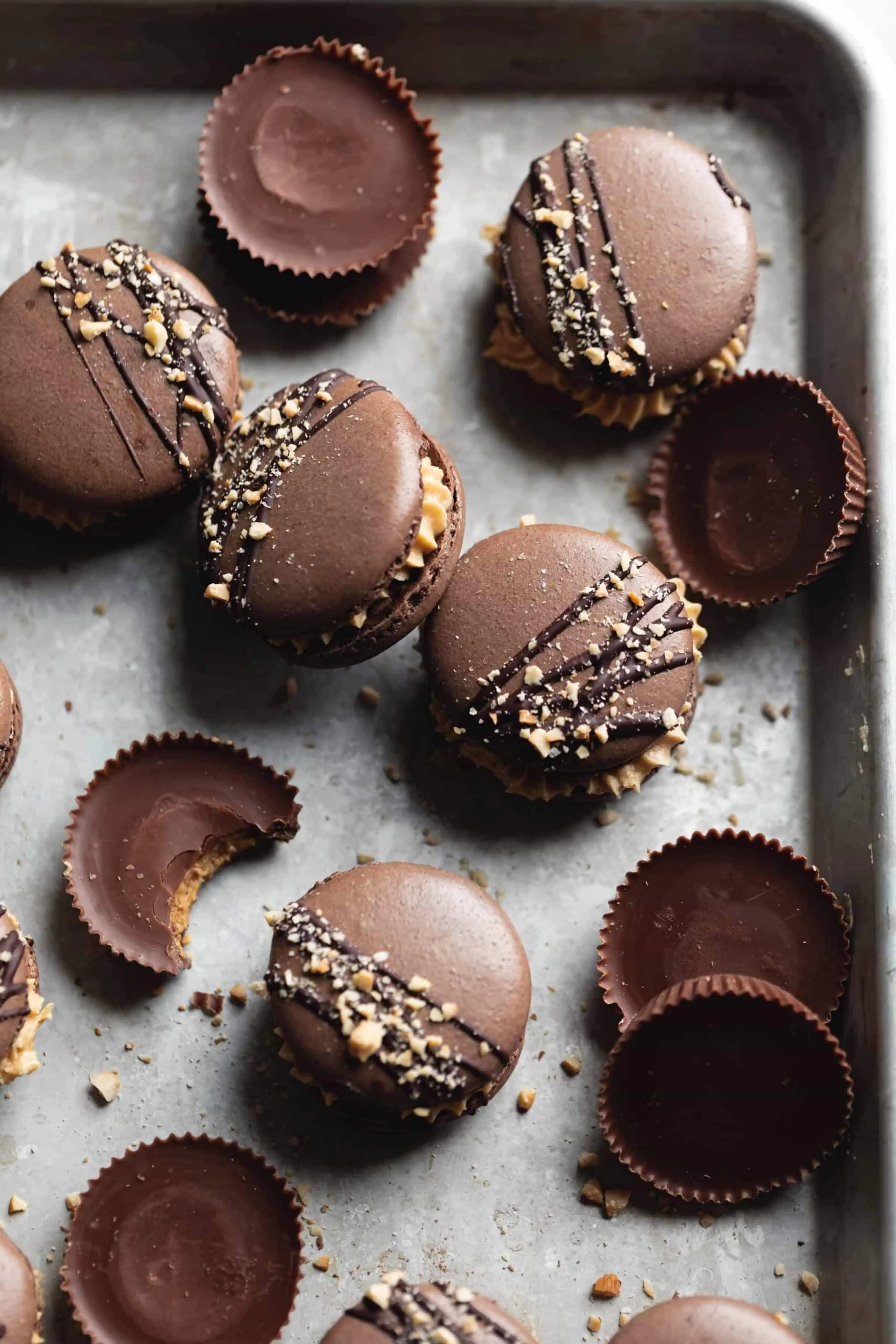 Chocolate Peanut Butter Macarons