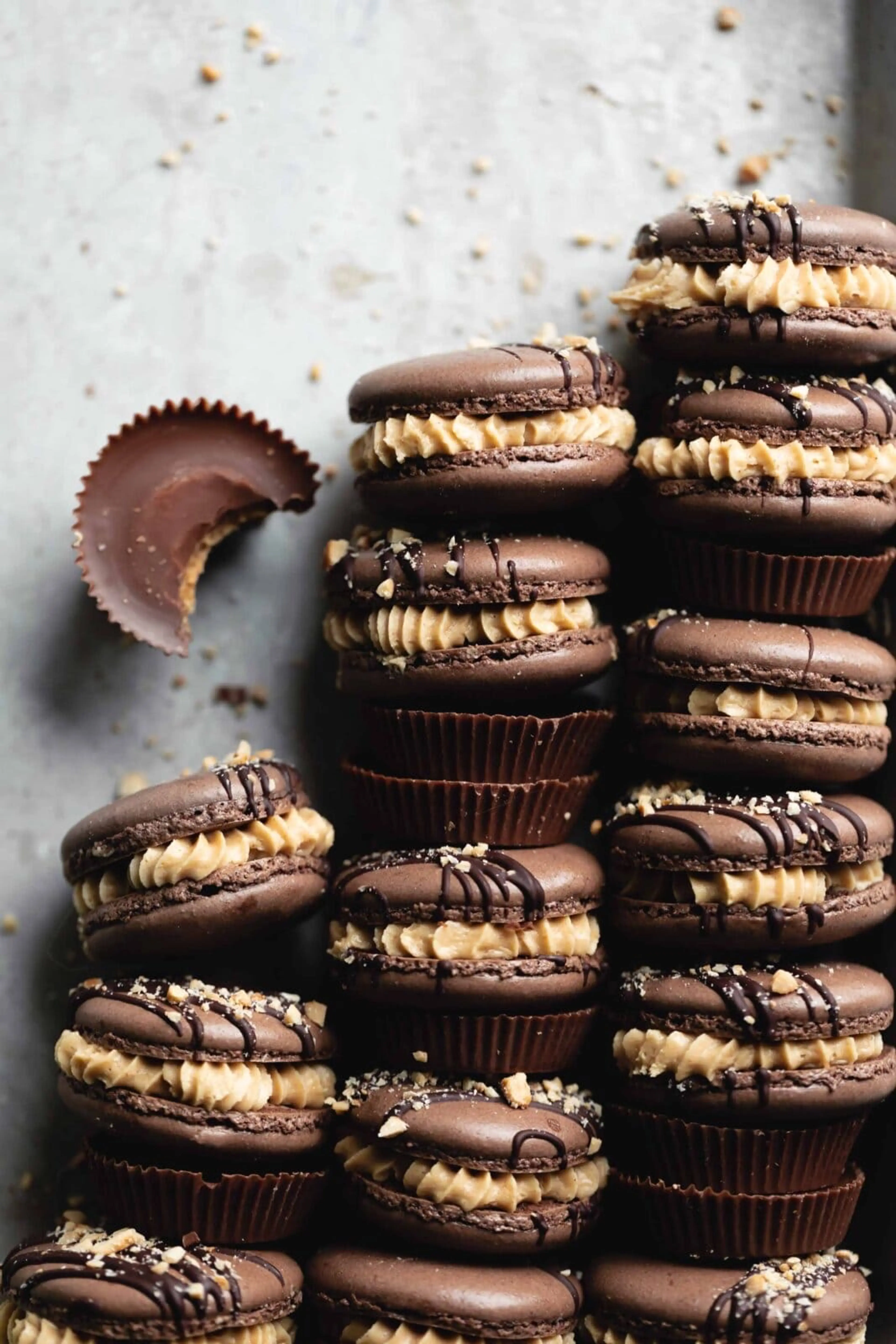 Chocolate Peanut Butter Macarons