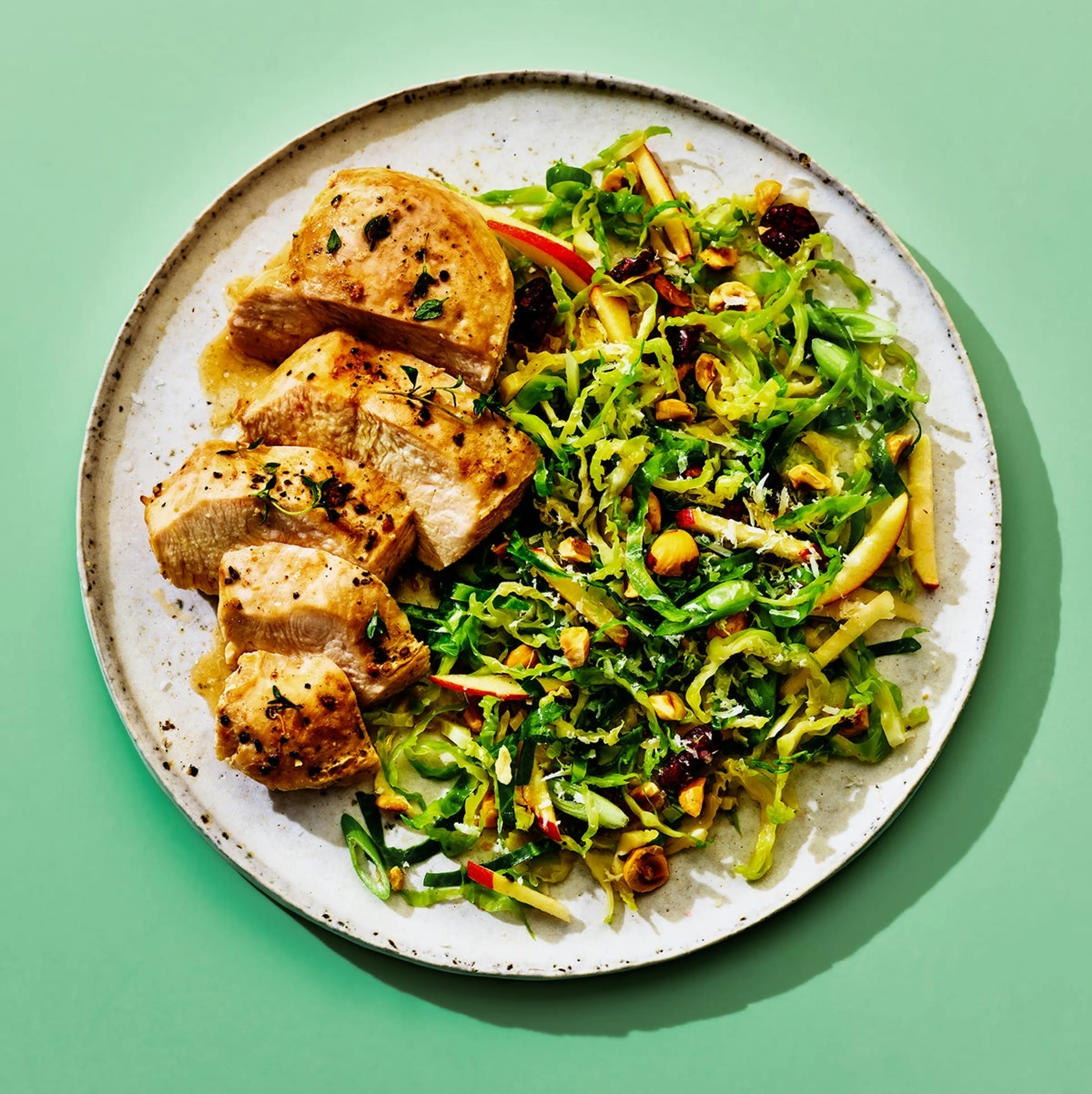 Lemon-Thyme Chicken With Shaved Brussels Sprouts