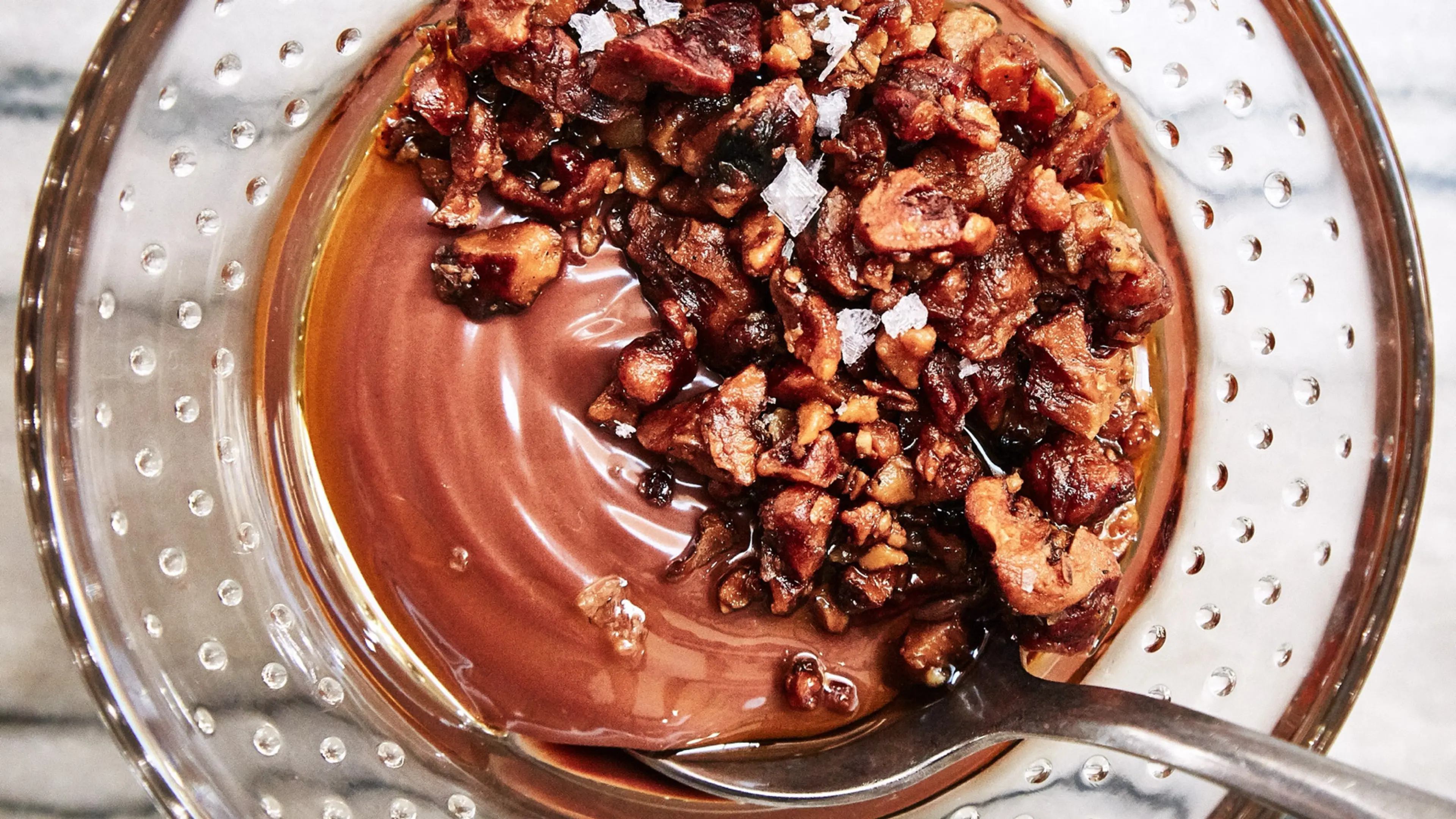 Chocolate Budino With Candied Walnuts