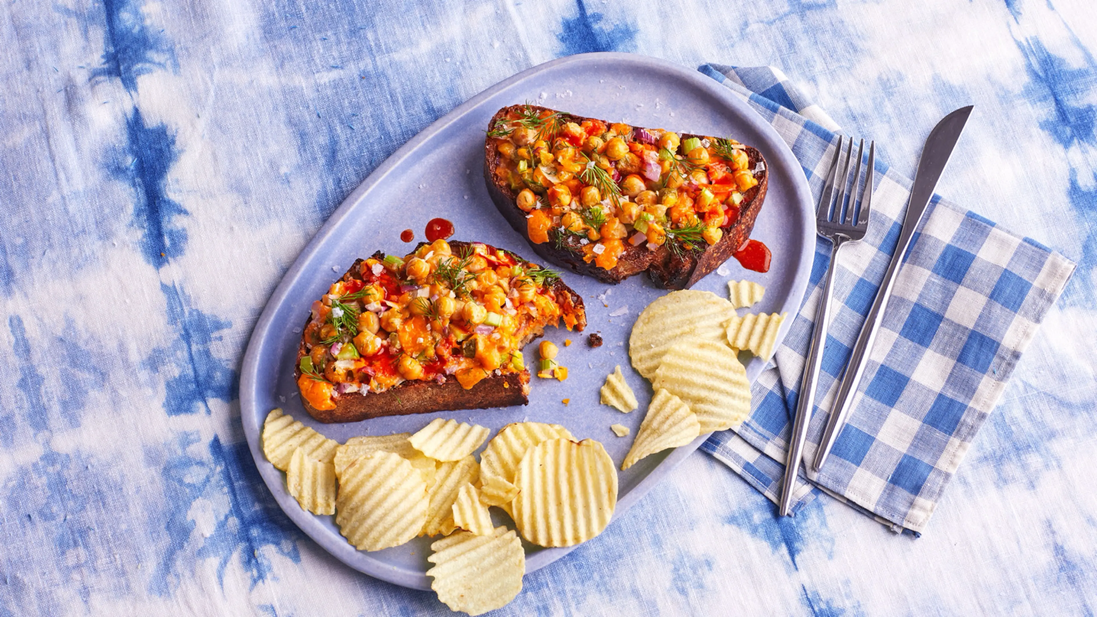 Cheesy Chickpea Salad Toast