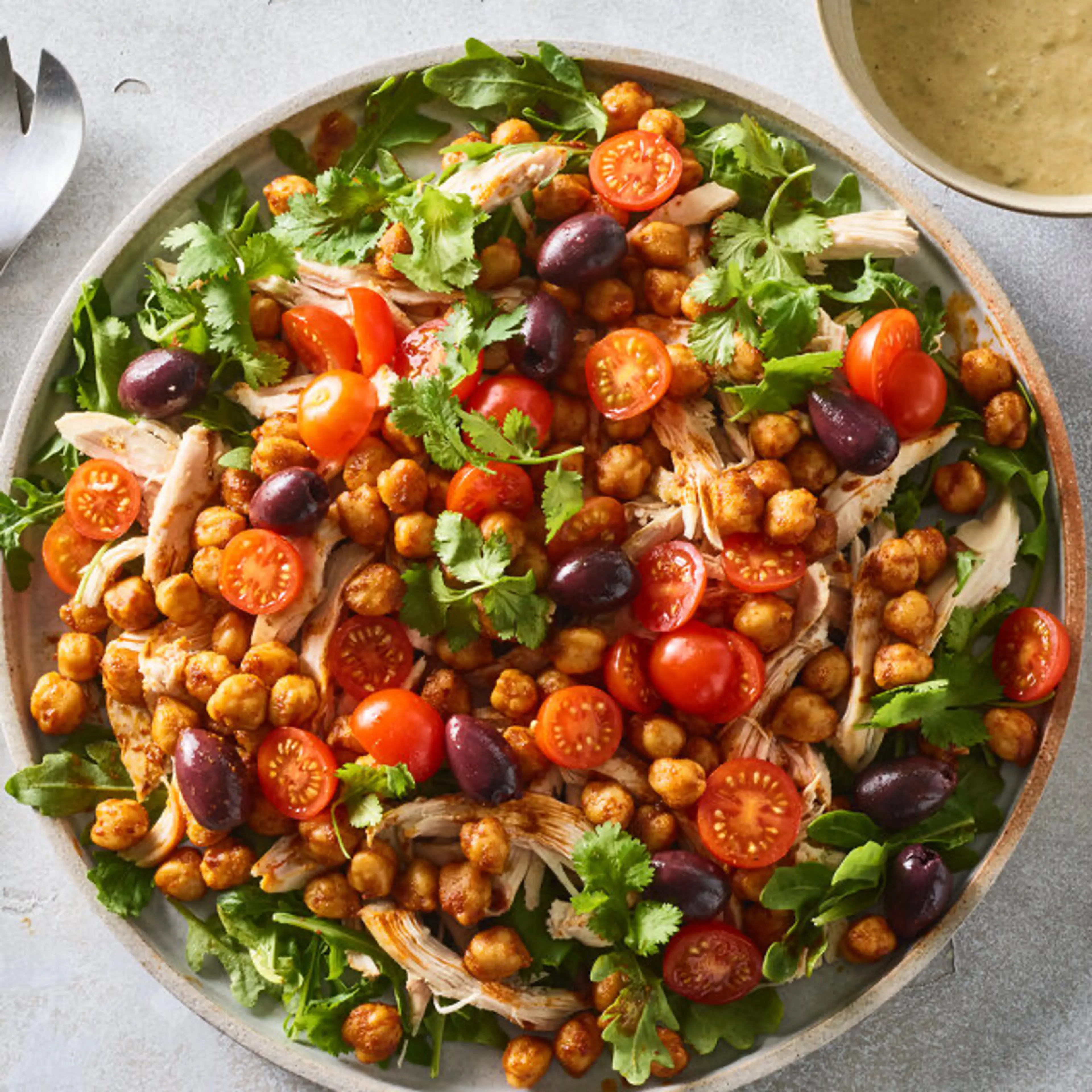 Chickpea-Chicken Salad With Green Harissa Dressing