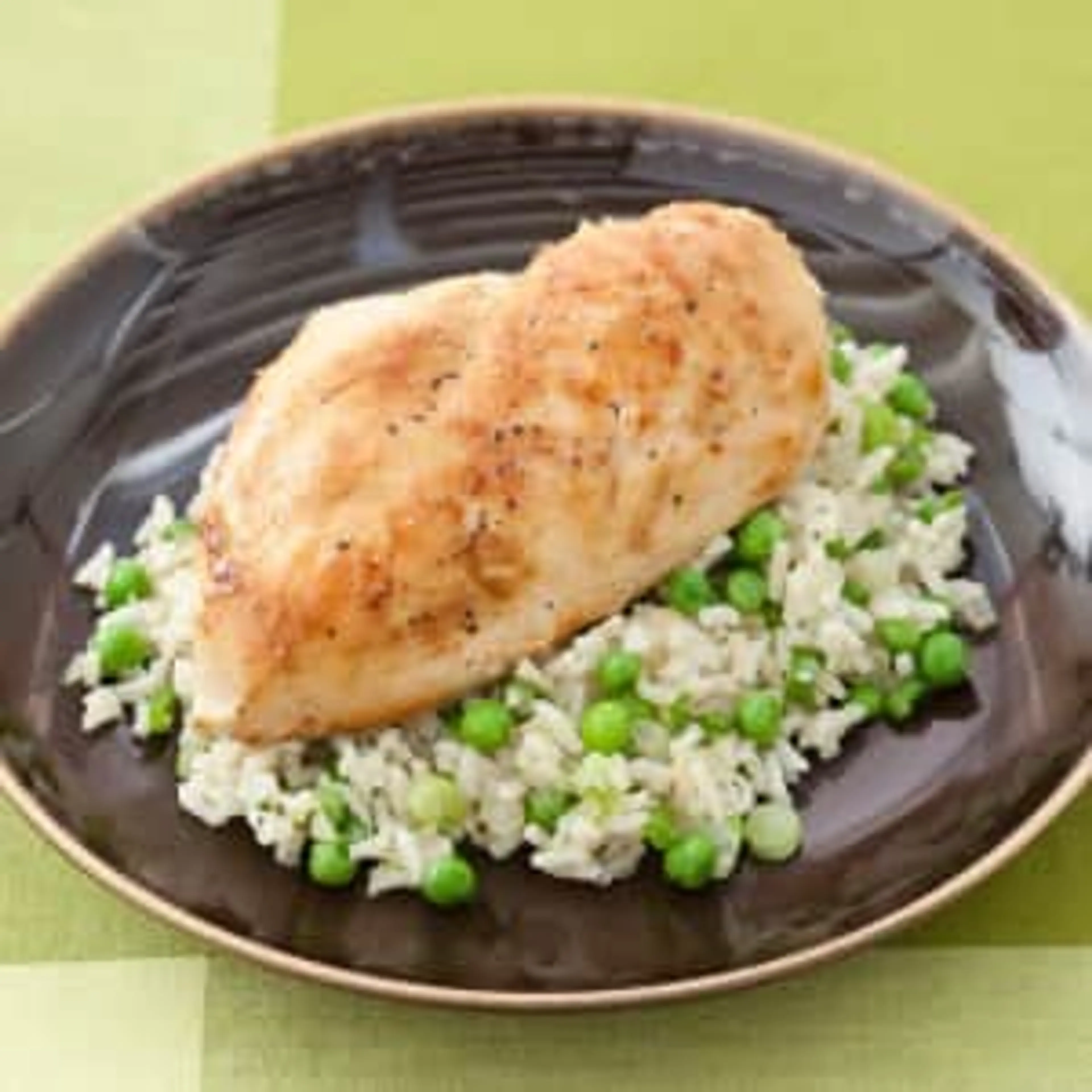 Skillet Chicken and Rice with Peas and Scallions