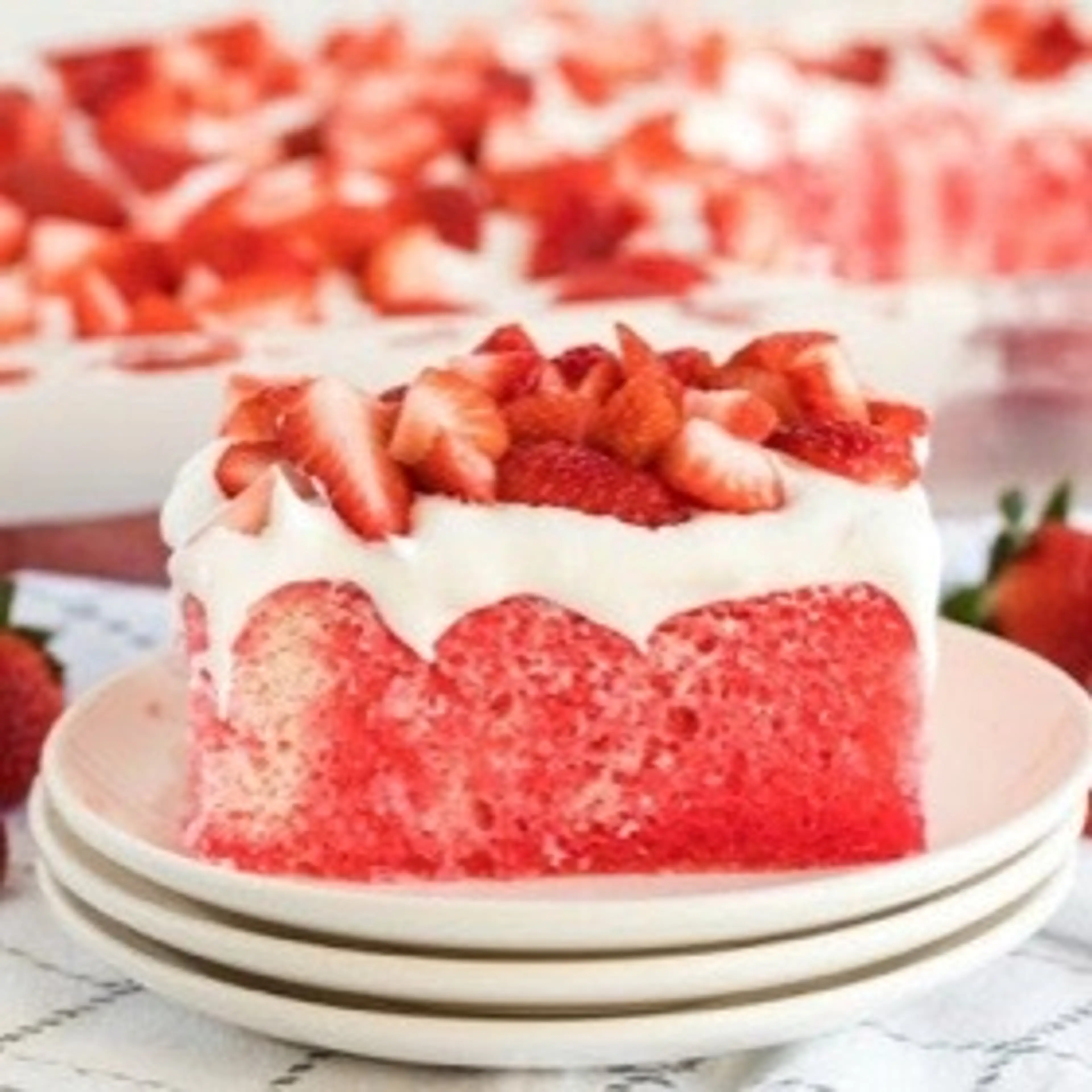 STRAWBERRIES & CREAM POKE CAKE