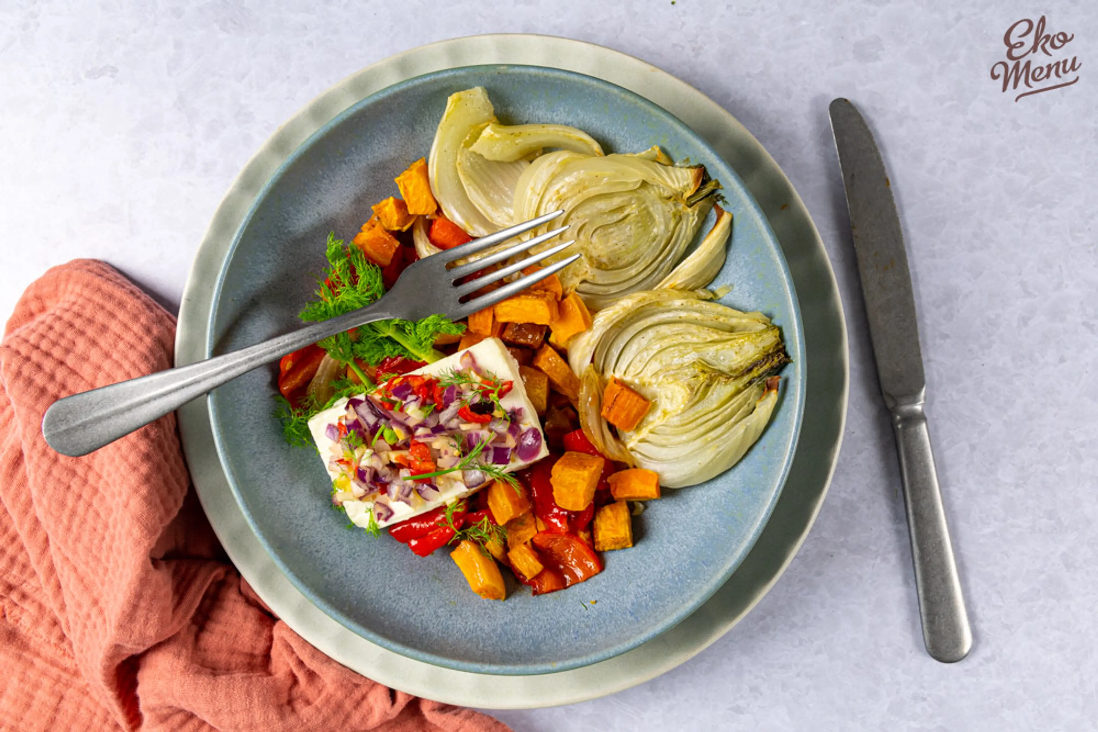 roasted vegetable and lentil dish