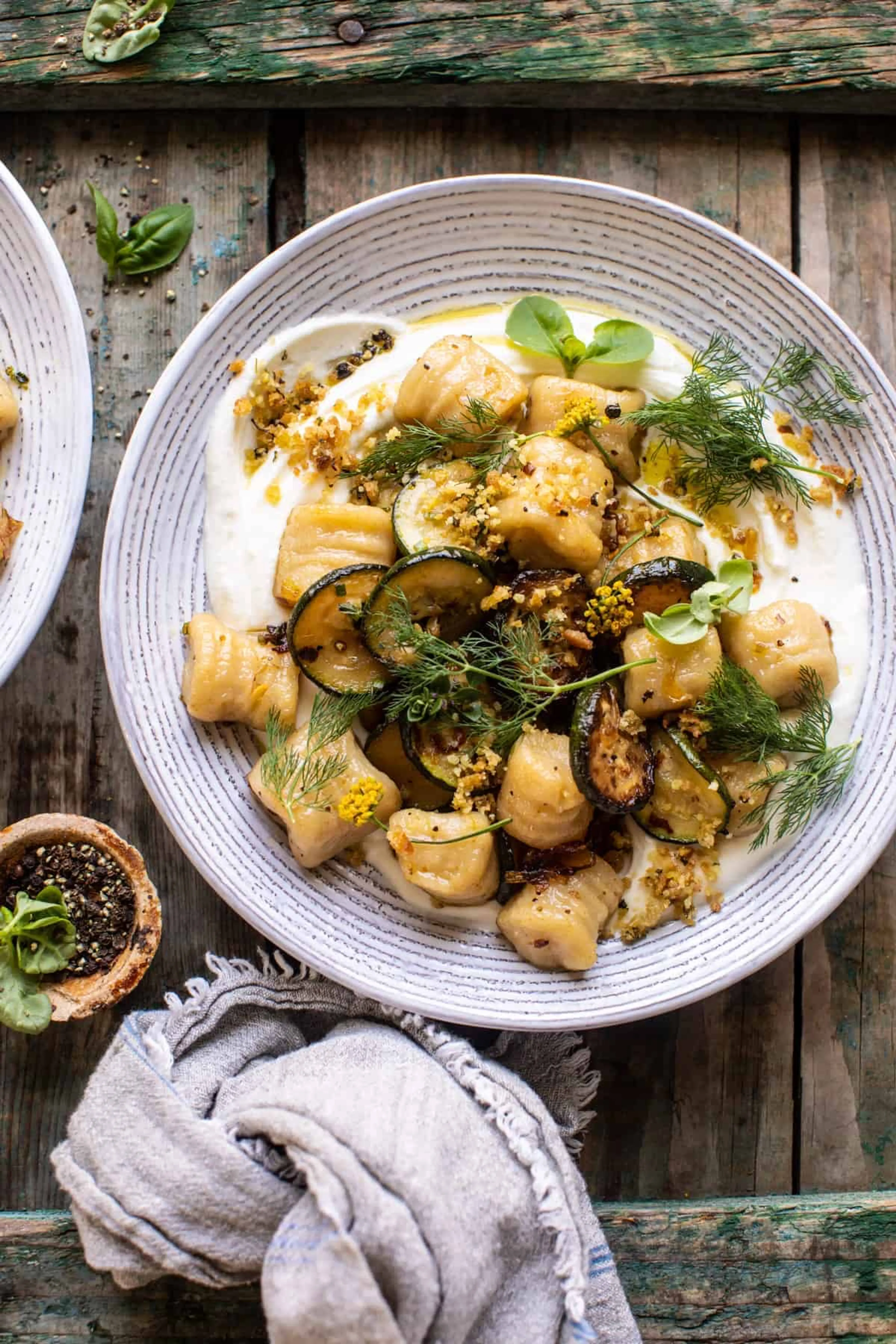 Cauliflower Gnocchi with Crispy Zucchini and Whipped Goat Ch