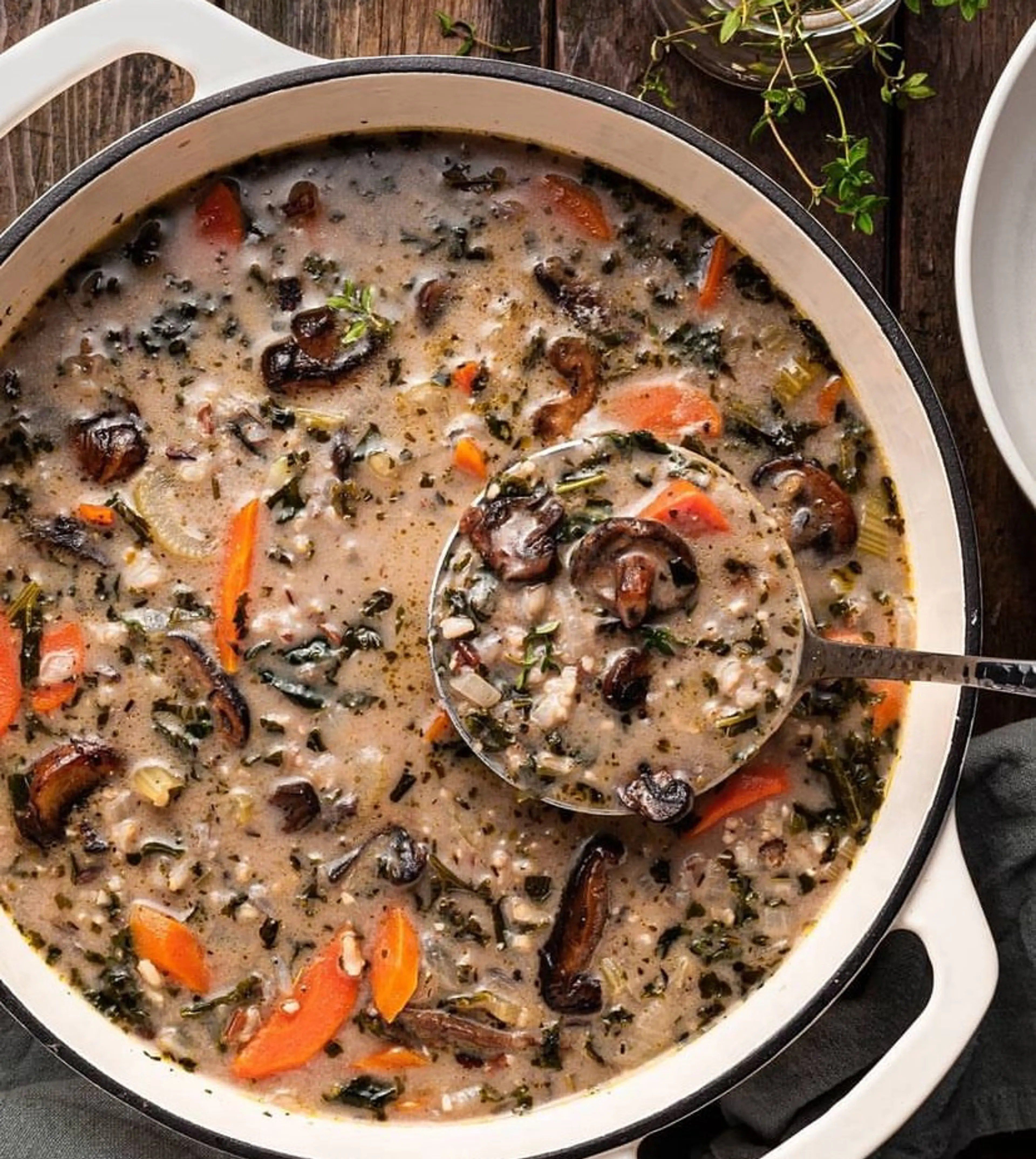 Creamy Vegan Mushroom Wild Rice Soup