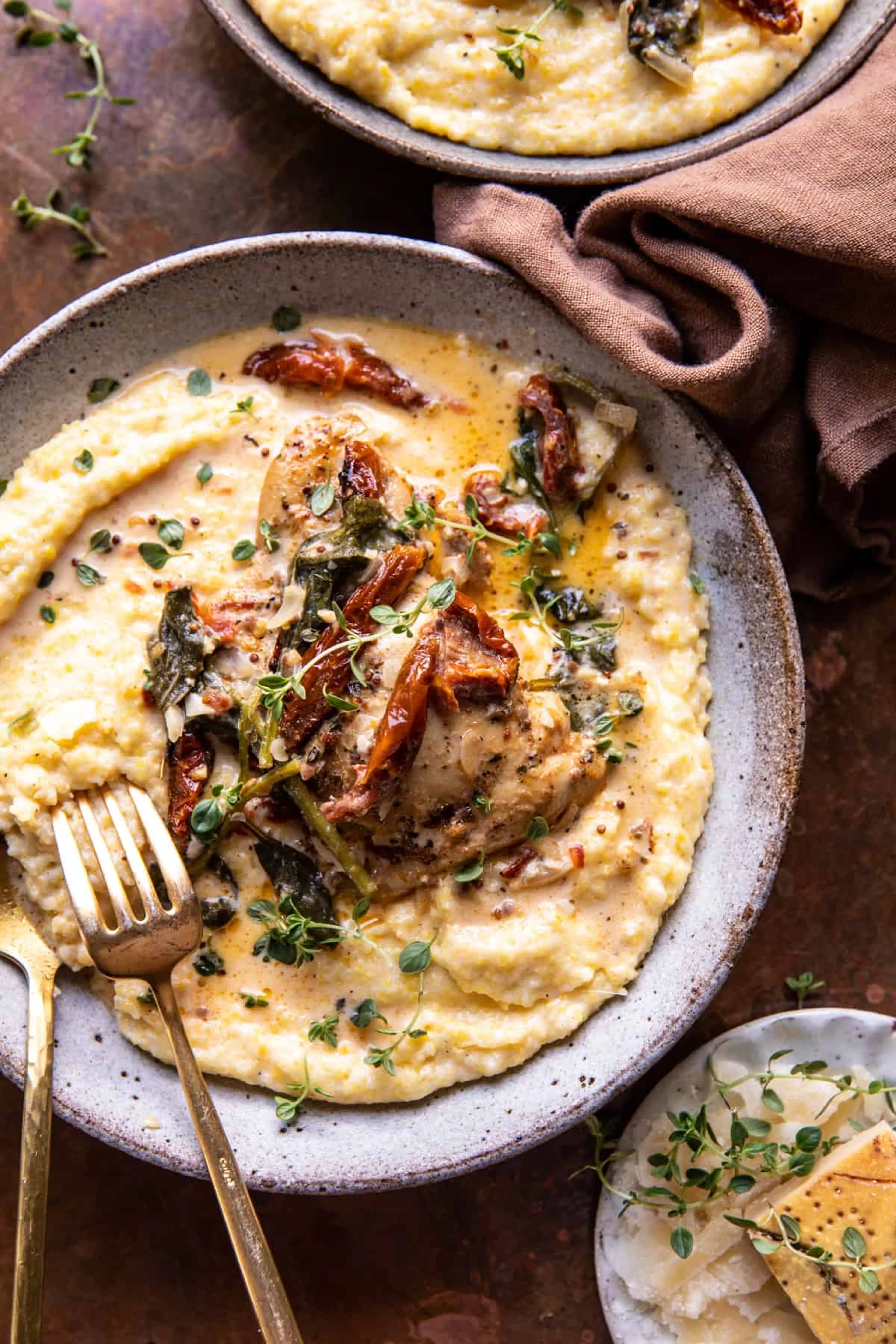 Crockpot Sun-Dried Tomato Chicken with Creamy Polenta