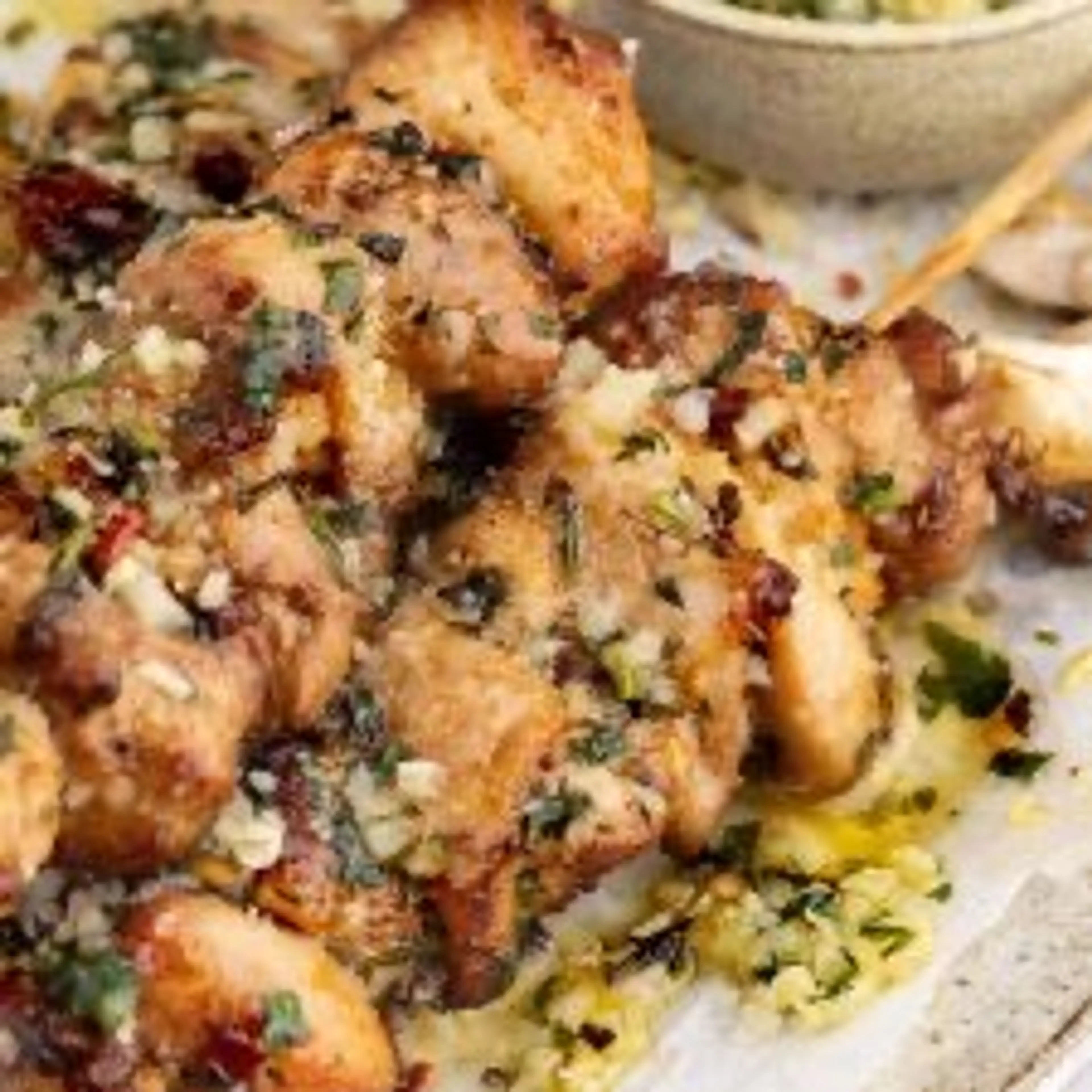 Air Fryer Garlic Parmesan Chicken Skewers